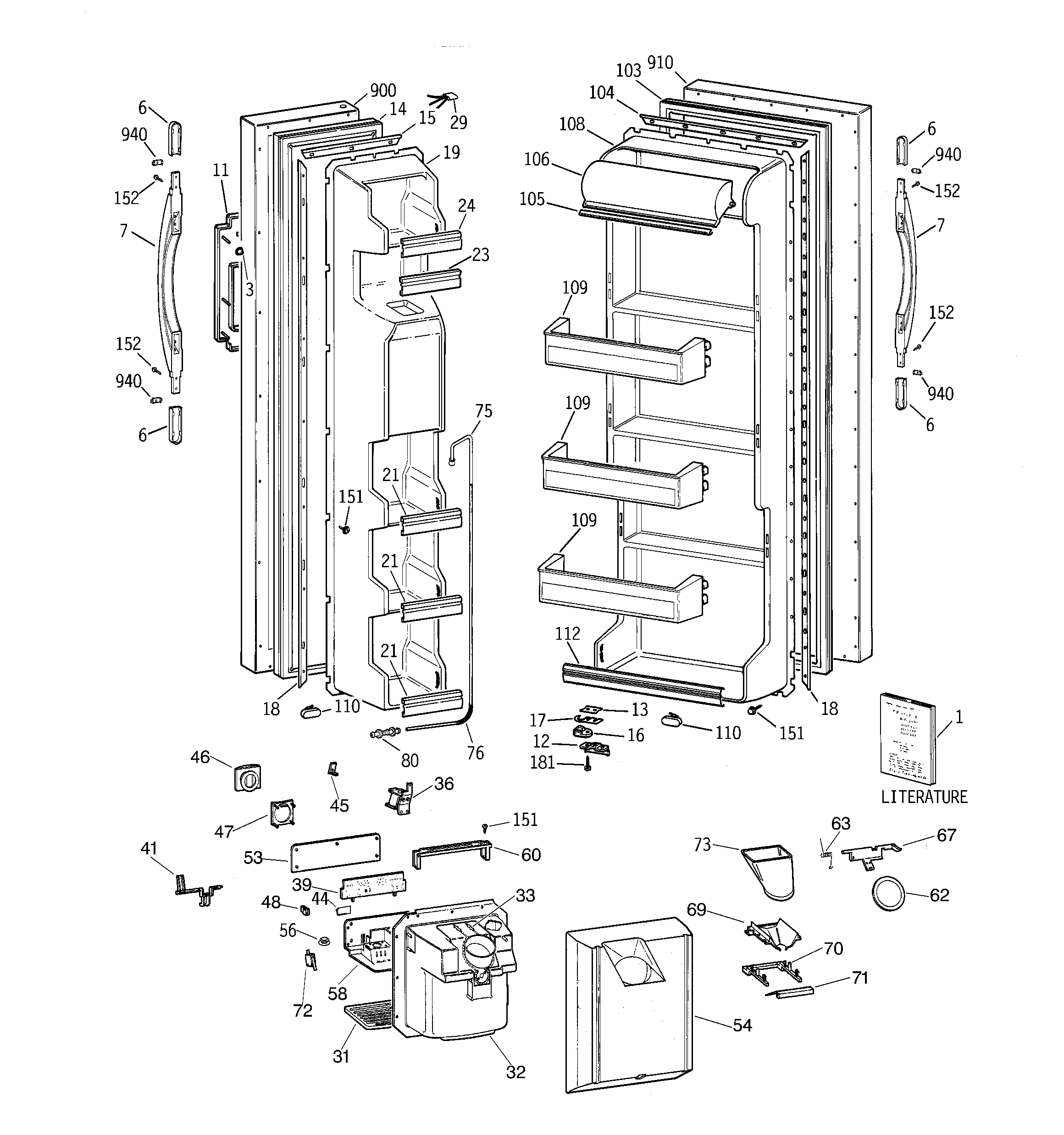 GE MRSC20KWBKAD doors diagram