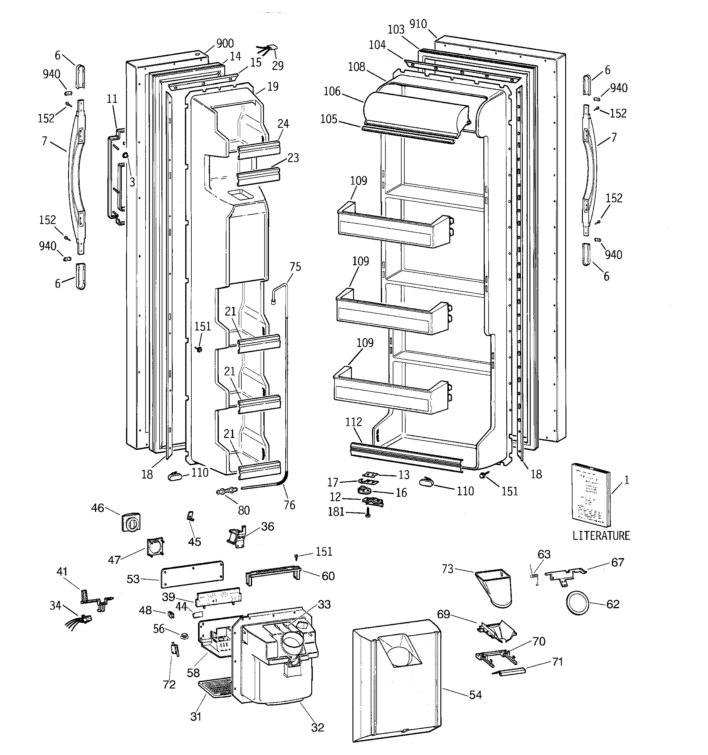 GE MRSC20KWBGWH doors diagram