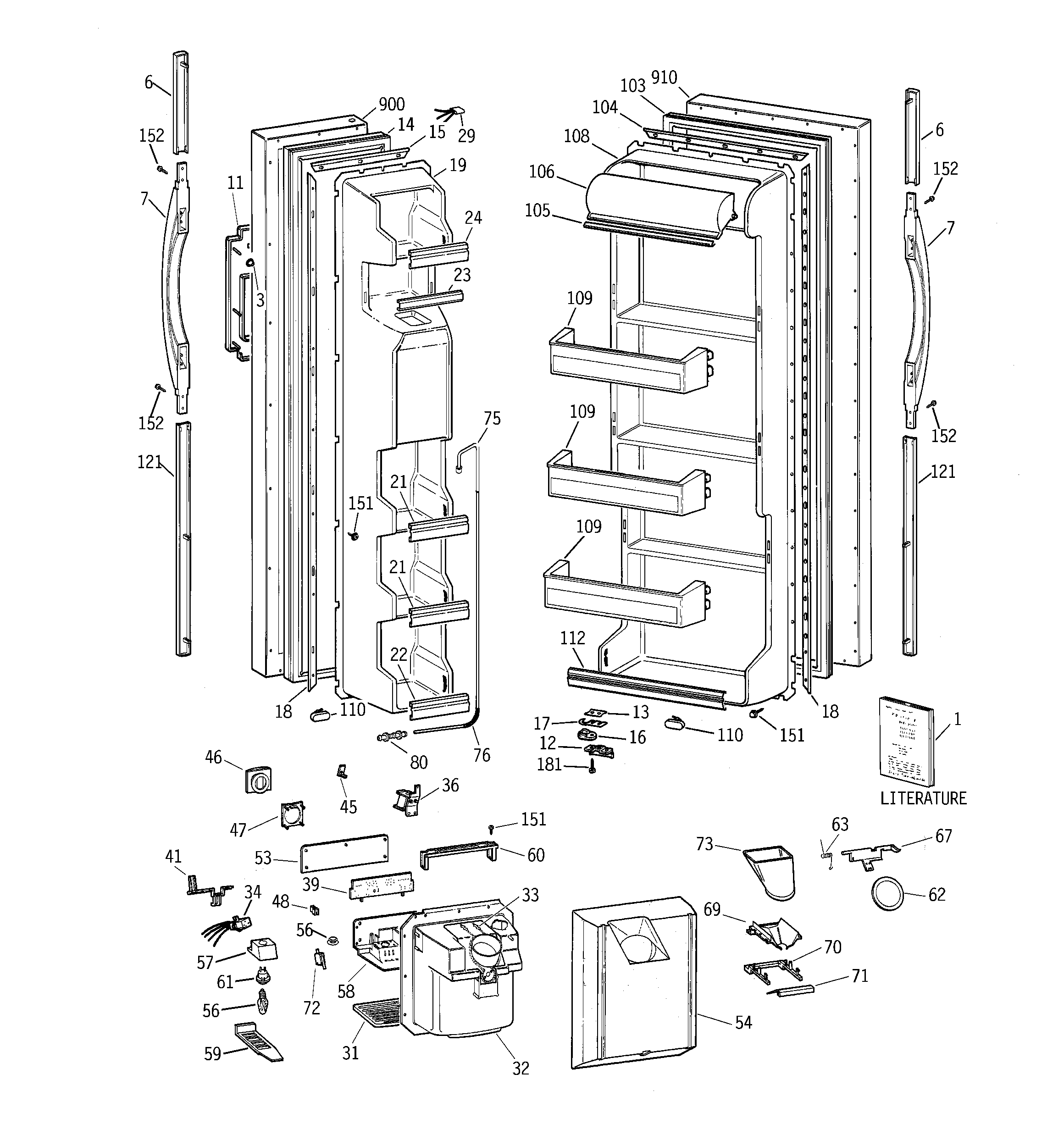 GE MSK22GRBGAA doors diagram