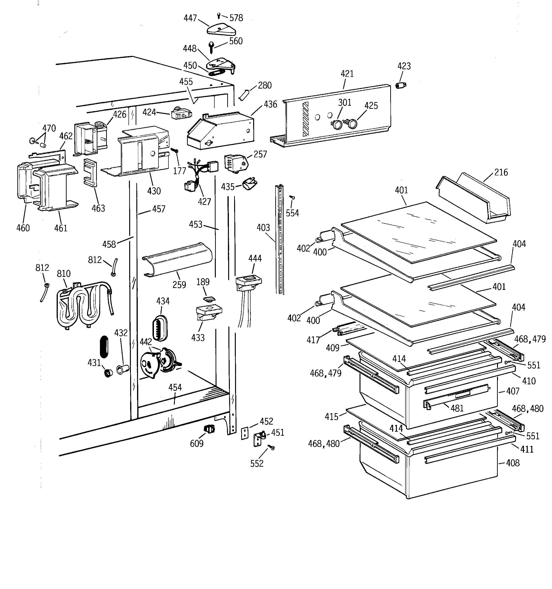 GE MSK22GRBGAA fresh food section diagram