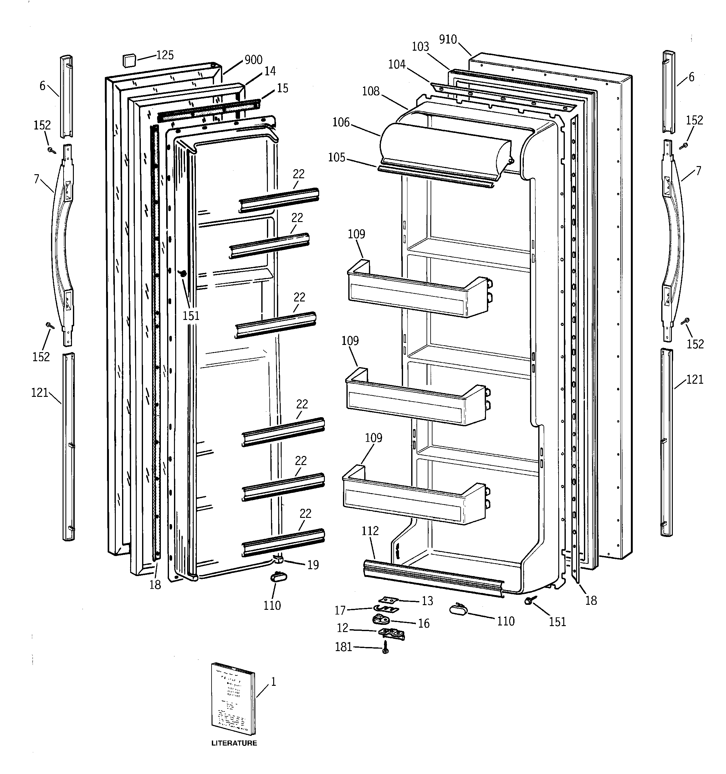 GE MSZ20GABGWW doors diagram