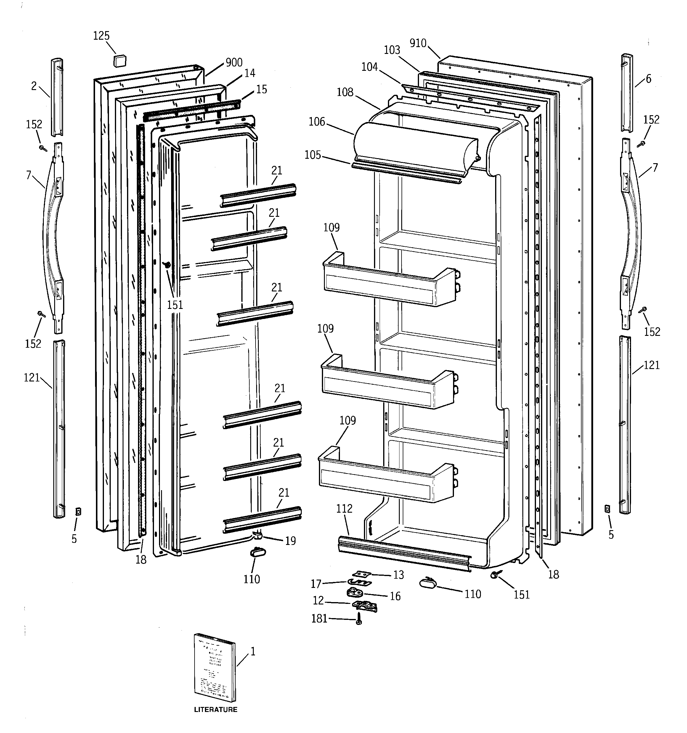 GE MST20GABKWW doors diagram