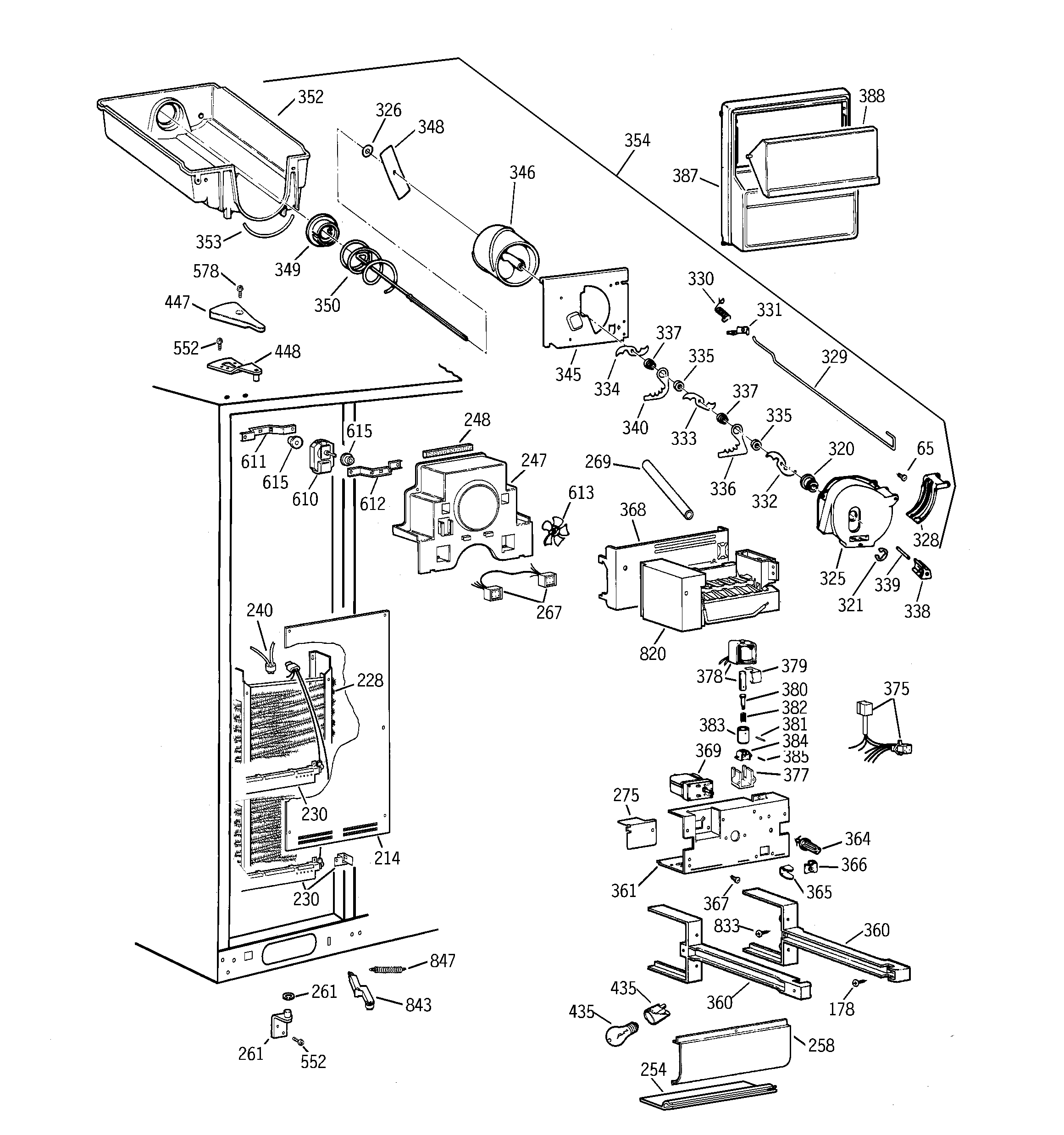 GE MSG28DHCGWW freezer section diagram