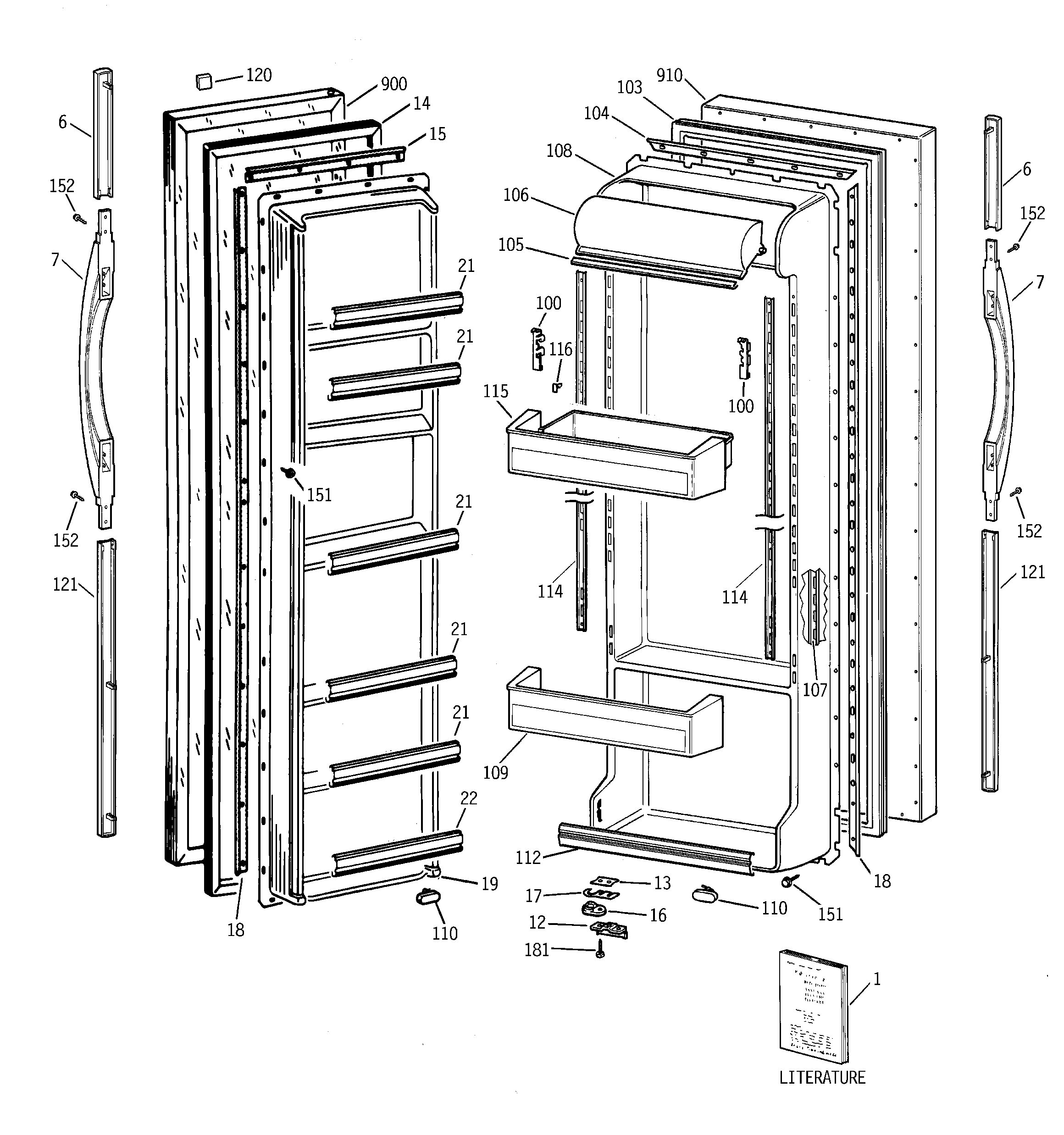 GE MSK25GACGAA doors diagram