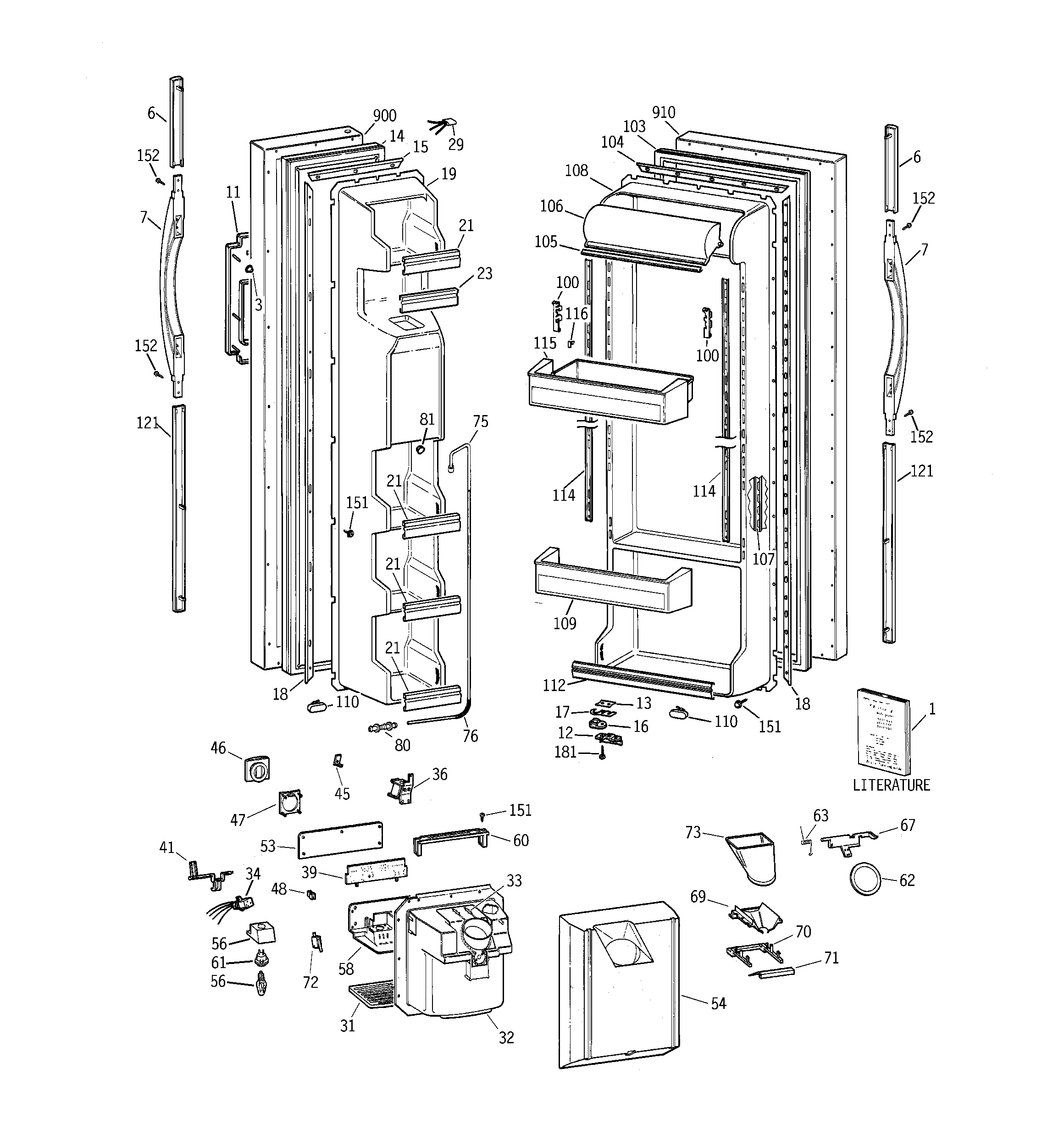 GE MST25GRBGWW doors diagram