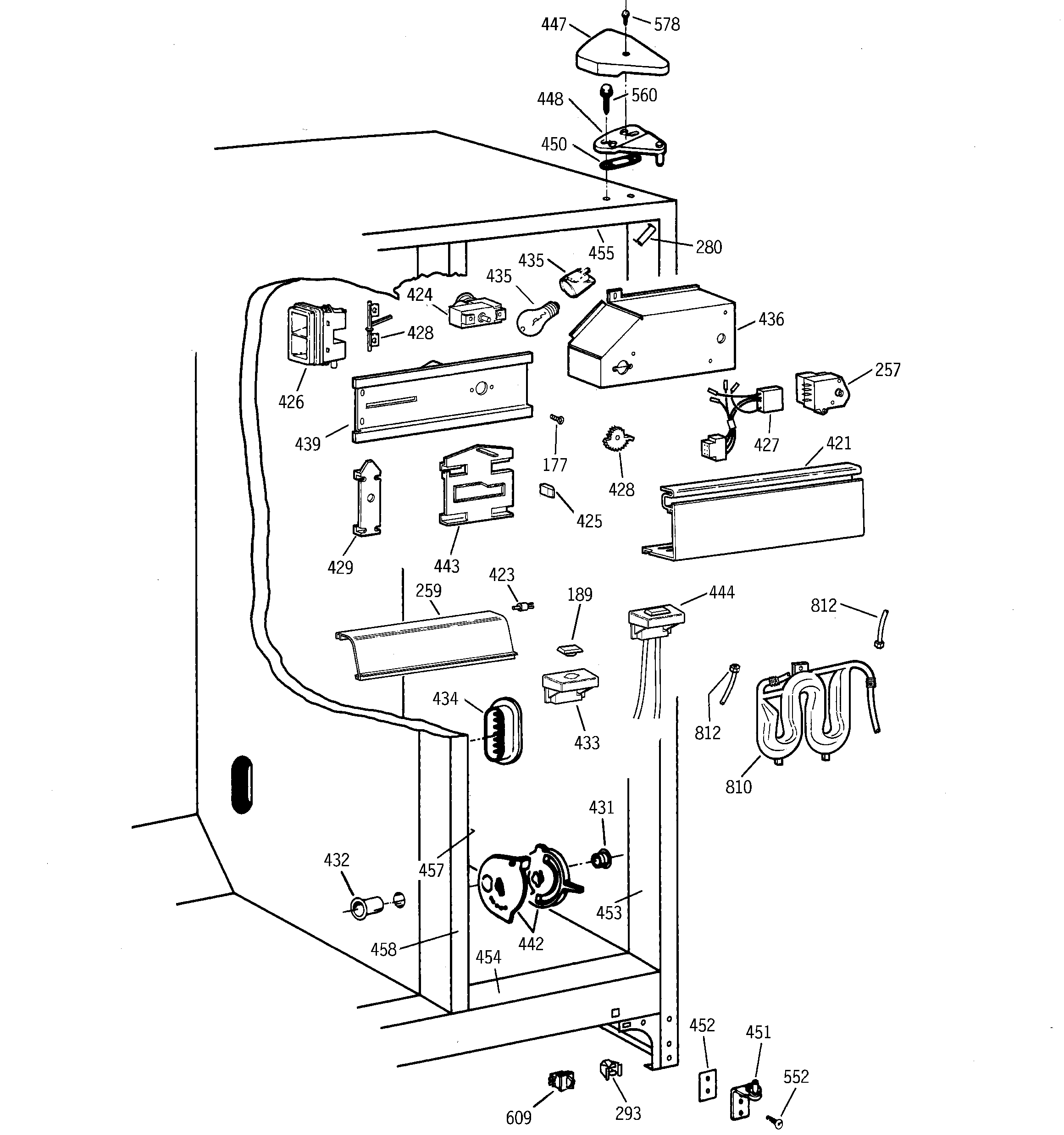 GE MST25GRBGWW fresh food section diagram