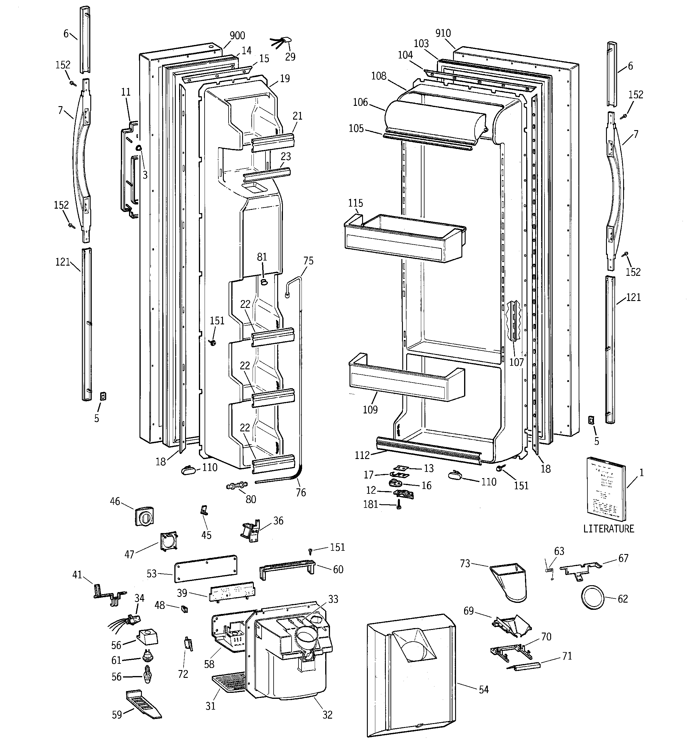 GE MSK25GRDAAA doors diagram