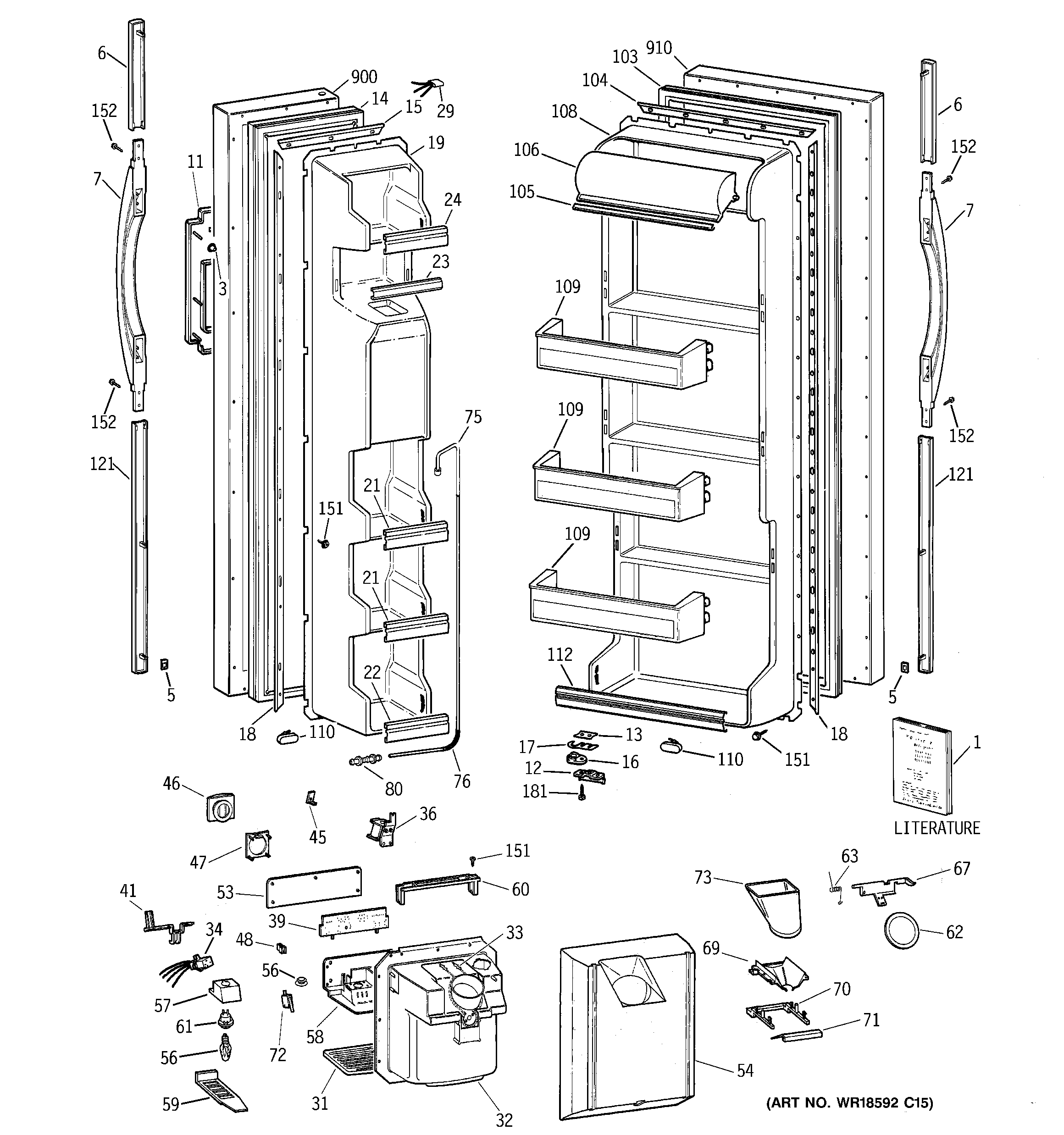 GE MSK22GRBKAD doors diagram