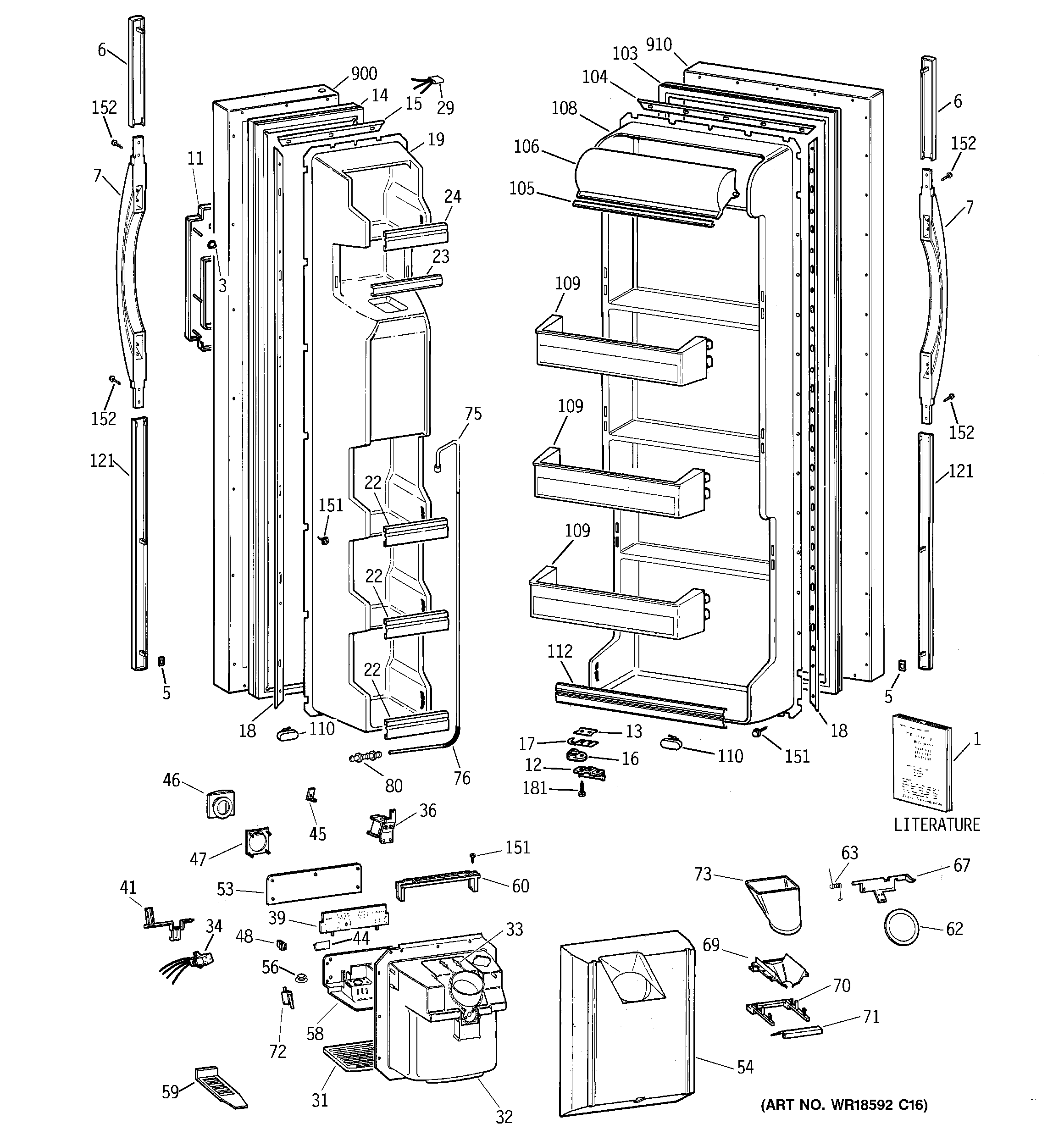 GE MSZ20GWCKWW doors diagram