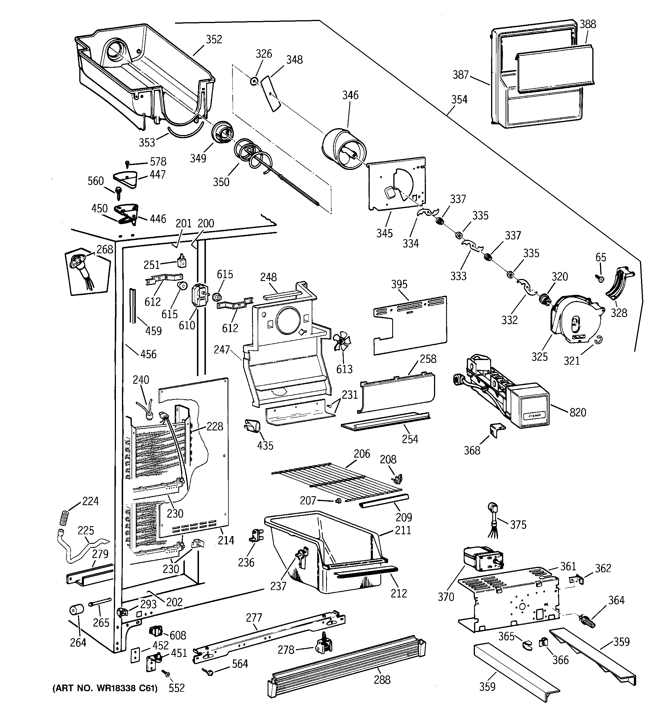 GE MSZ20GWCKWW freezer section diagram