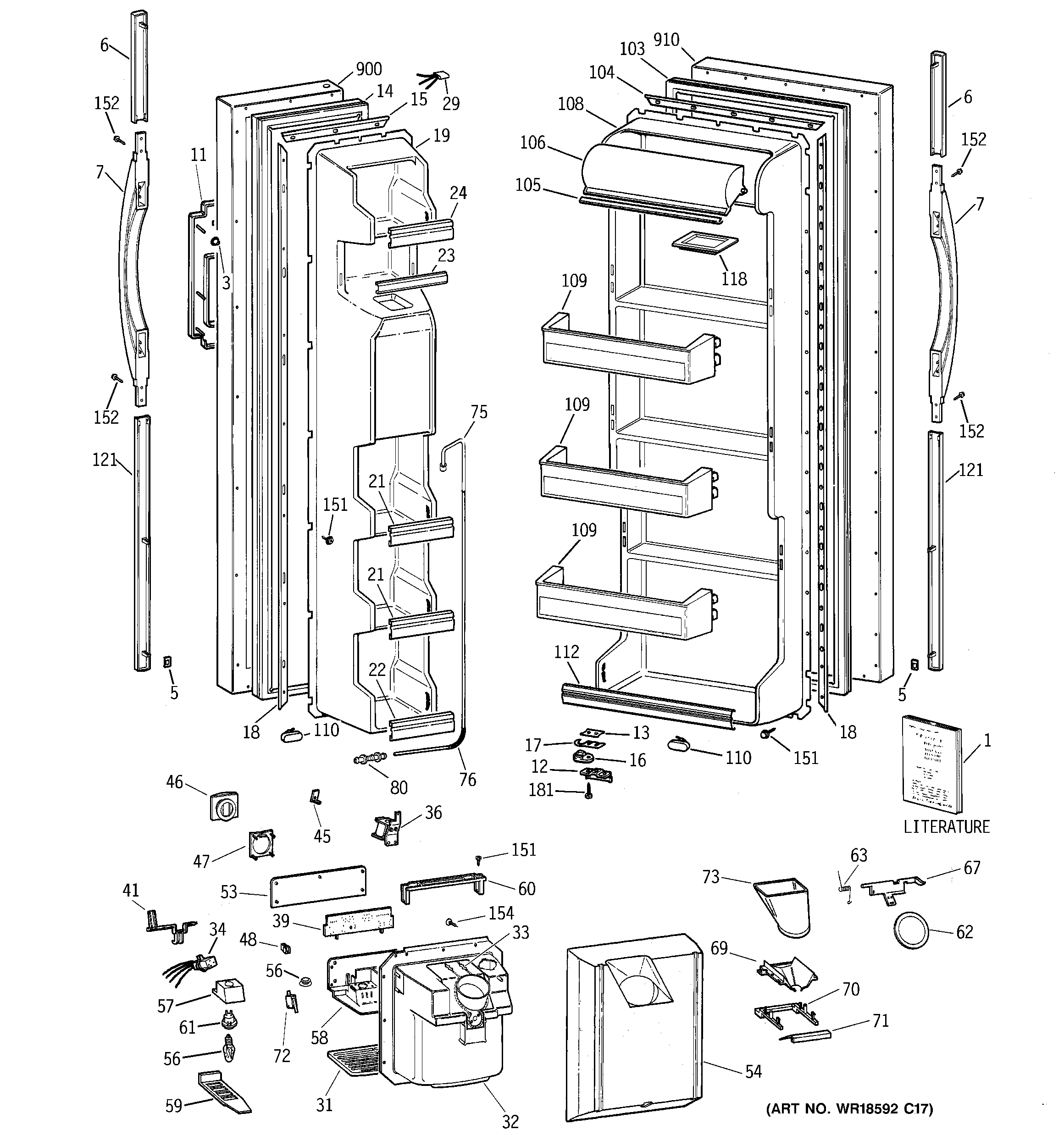 GE MSK22ZRDAAA doors diagram