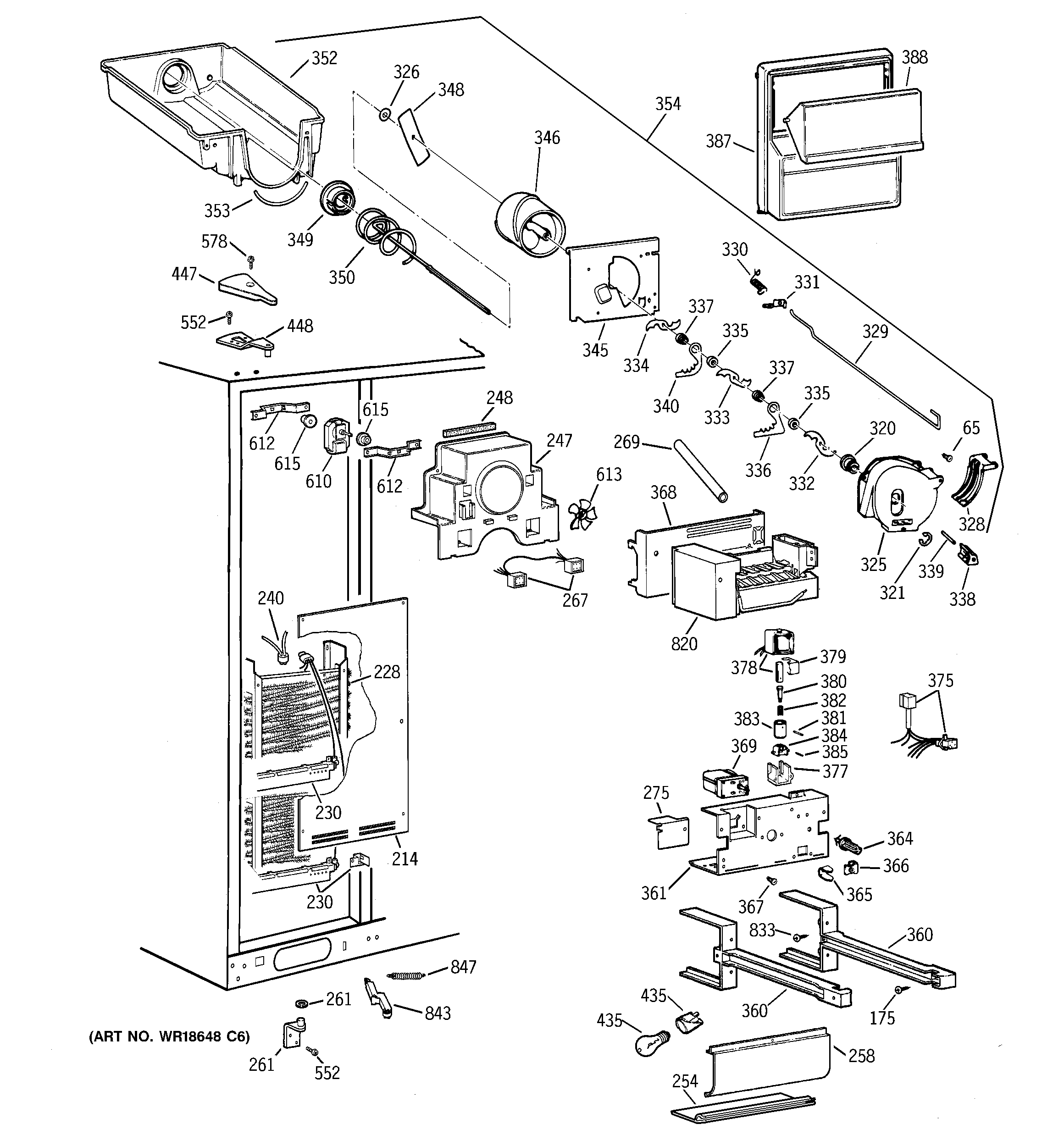 GE MSK28DHDAAA freezer section diagram