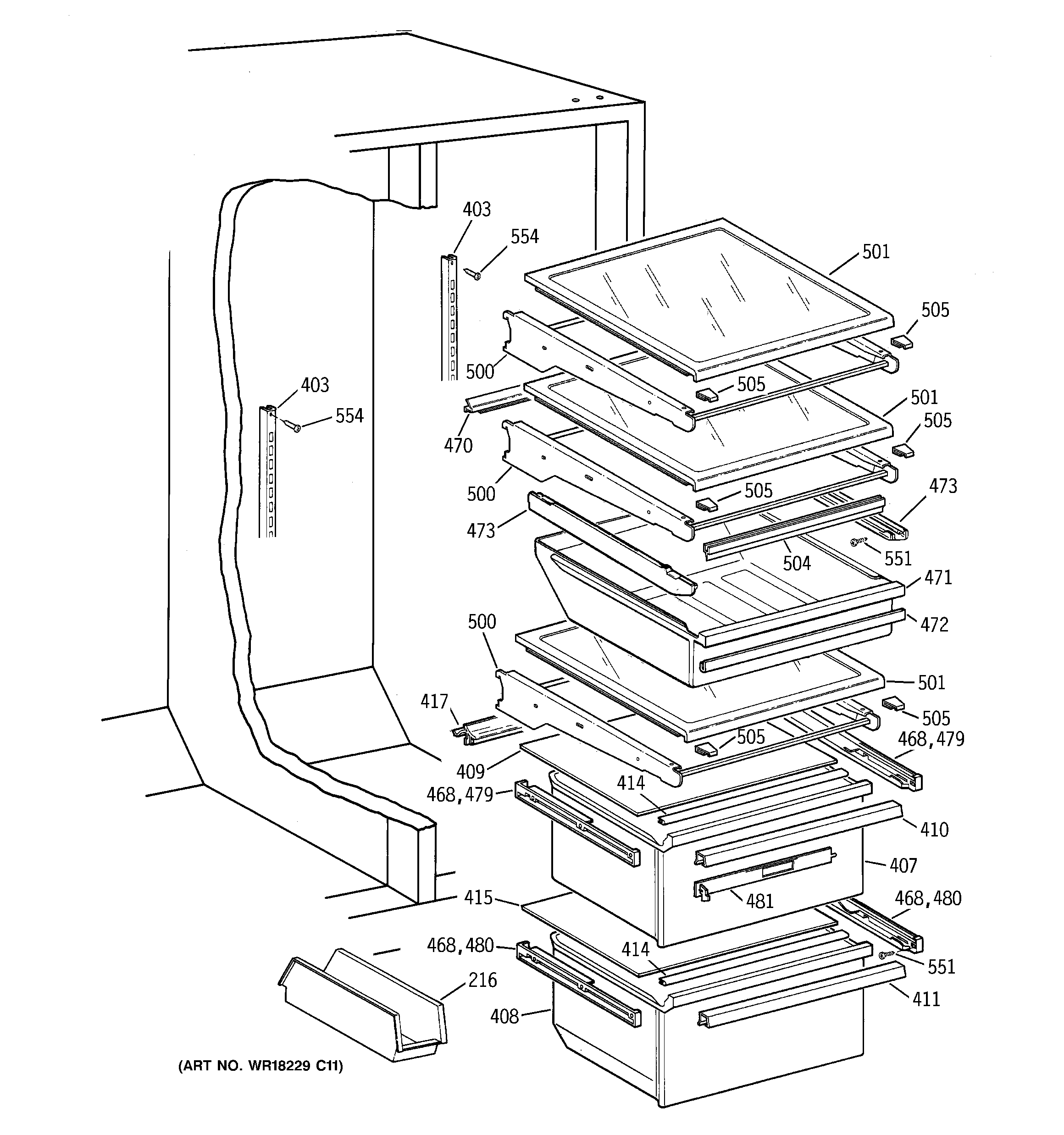 GE MSK28DRBHAA fresh food section diagram