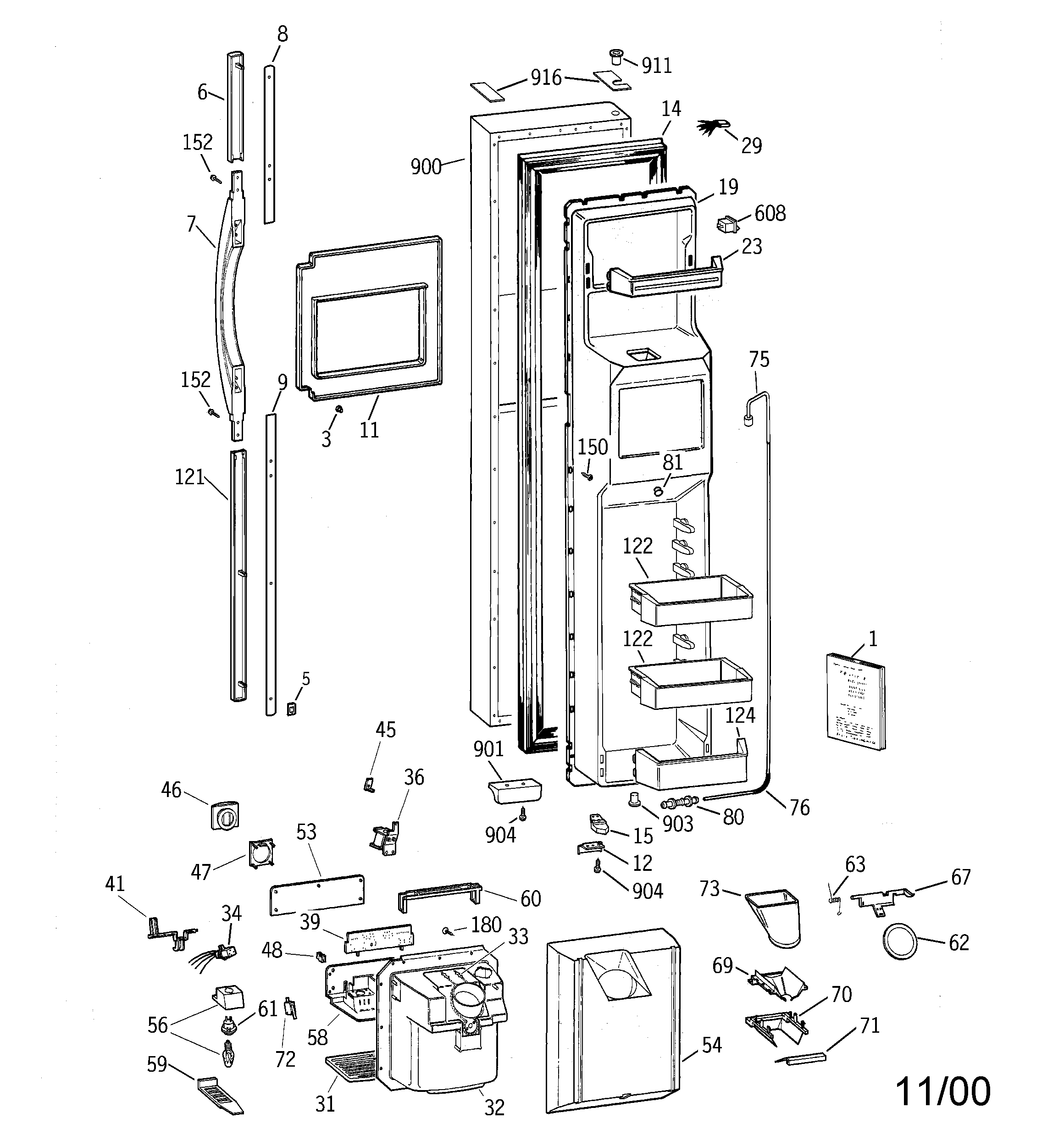 GE MSK30DHBHAA freezer door diagram