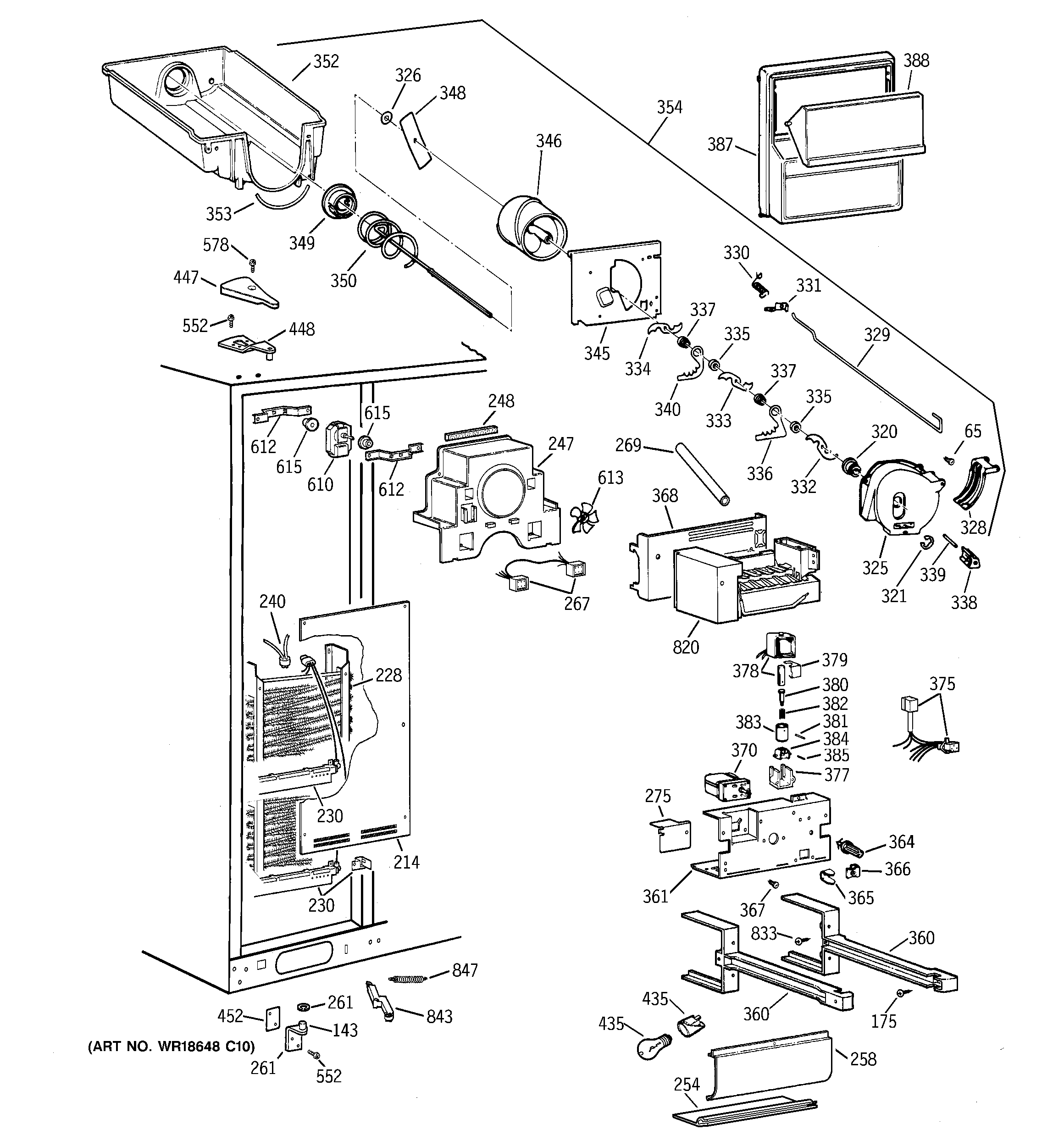 GE MSK30DHBHAA freezer section diagram