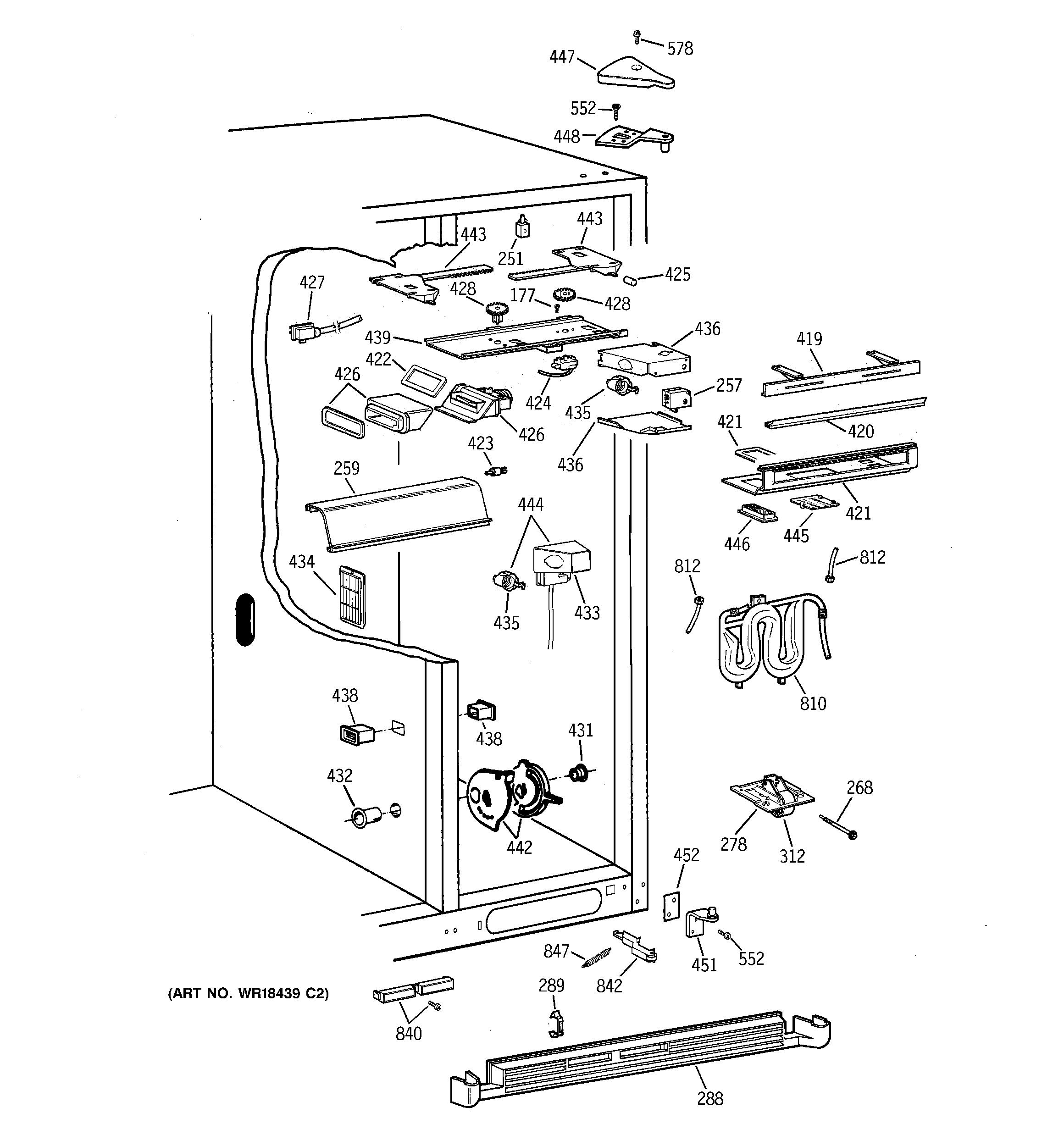 GE MSK28DHDBAA fresh food section diagram
