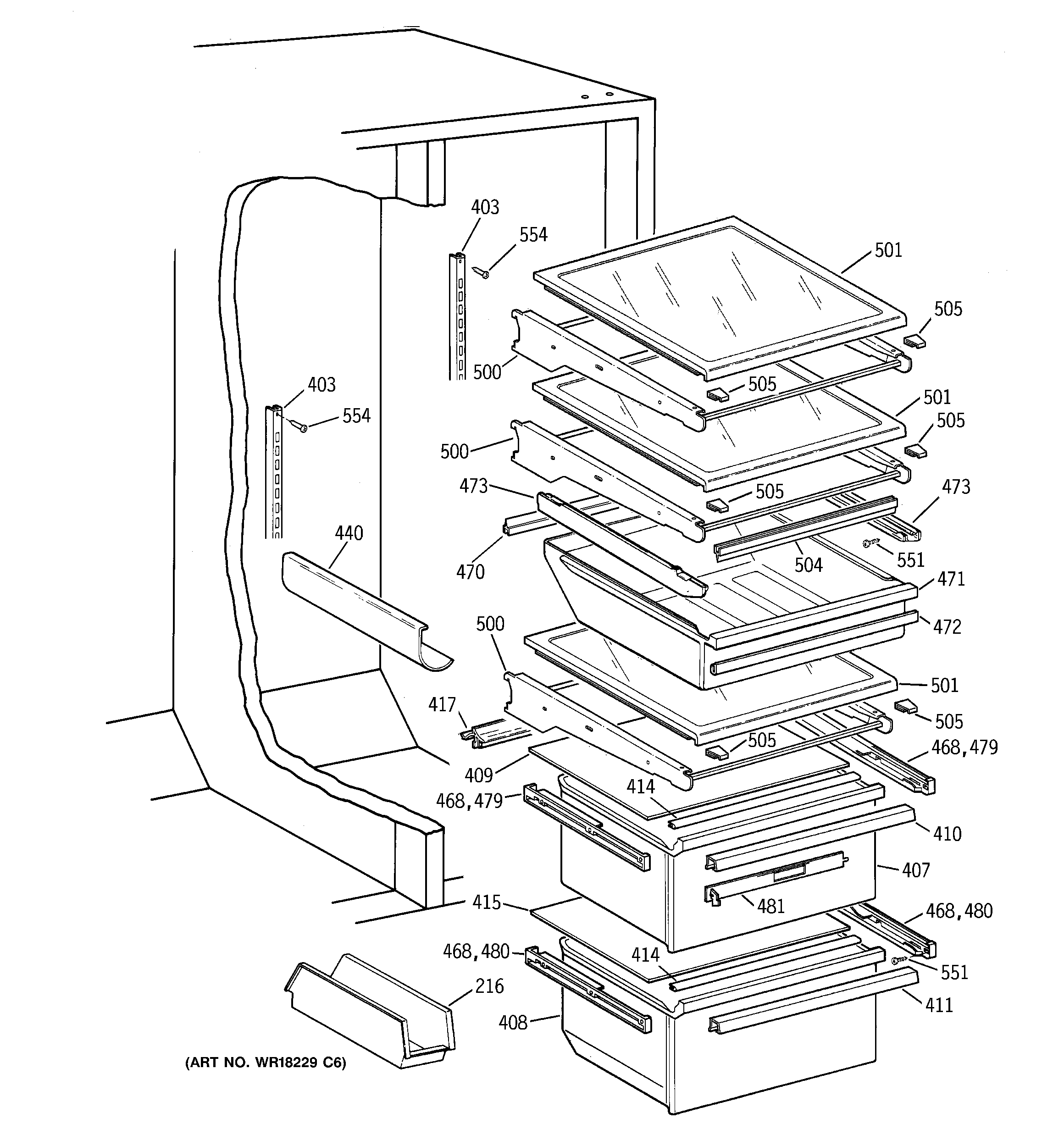GE MSK28DHDBAA fresh food section diagram