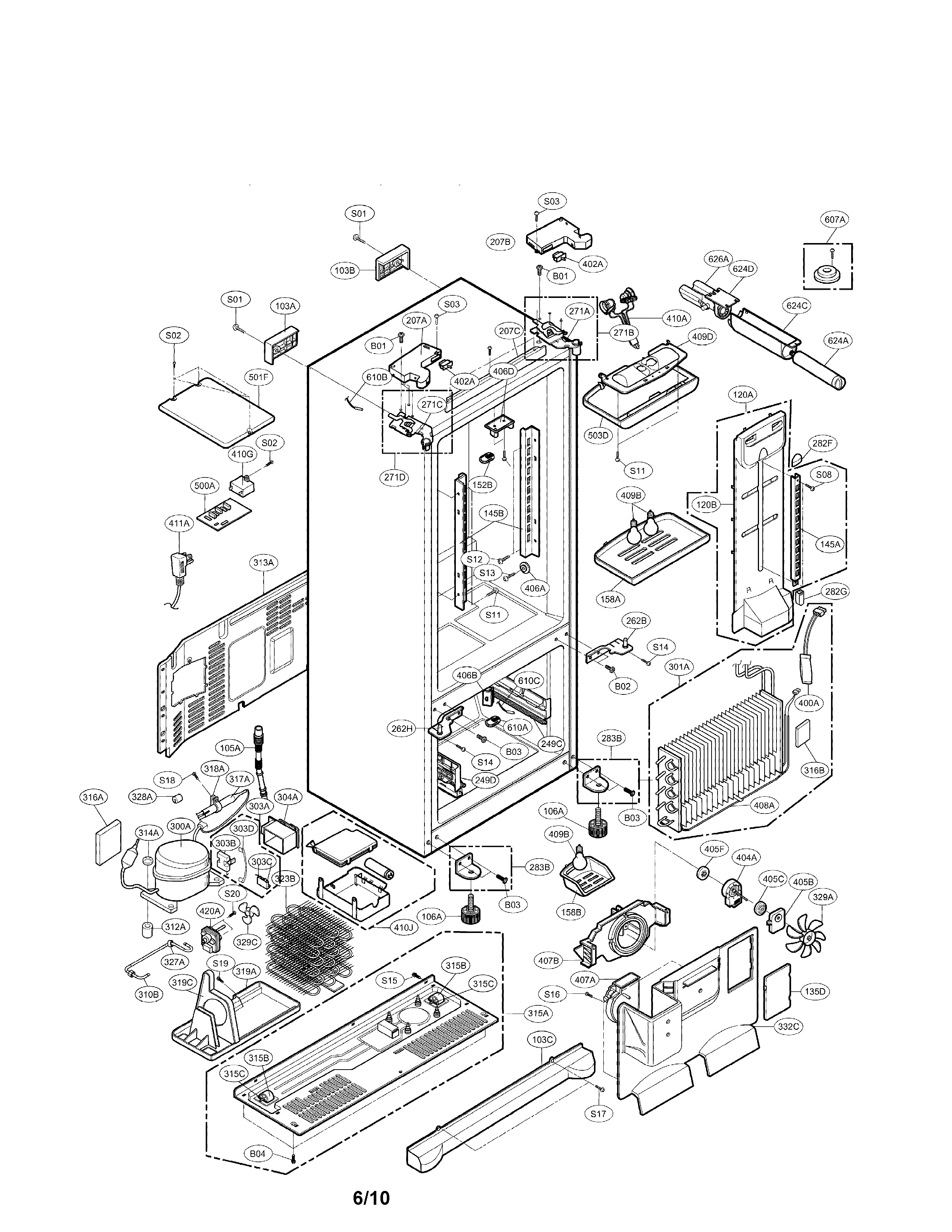 LG LFX25960TT/00 case parts diagram