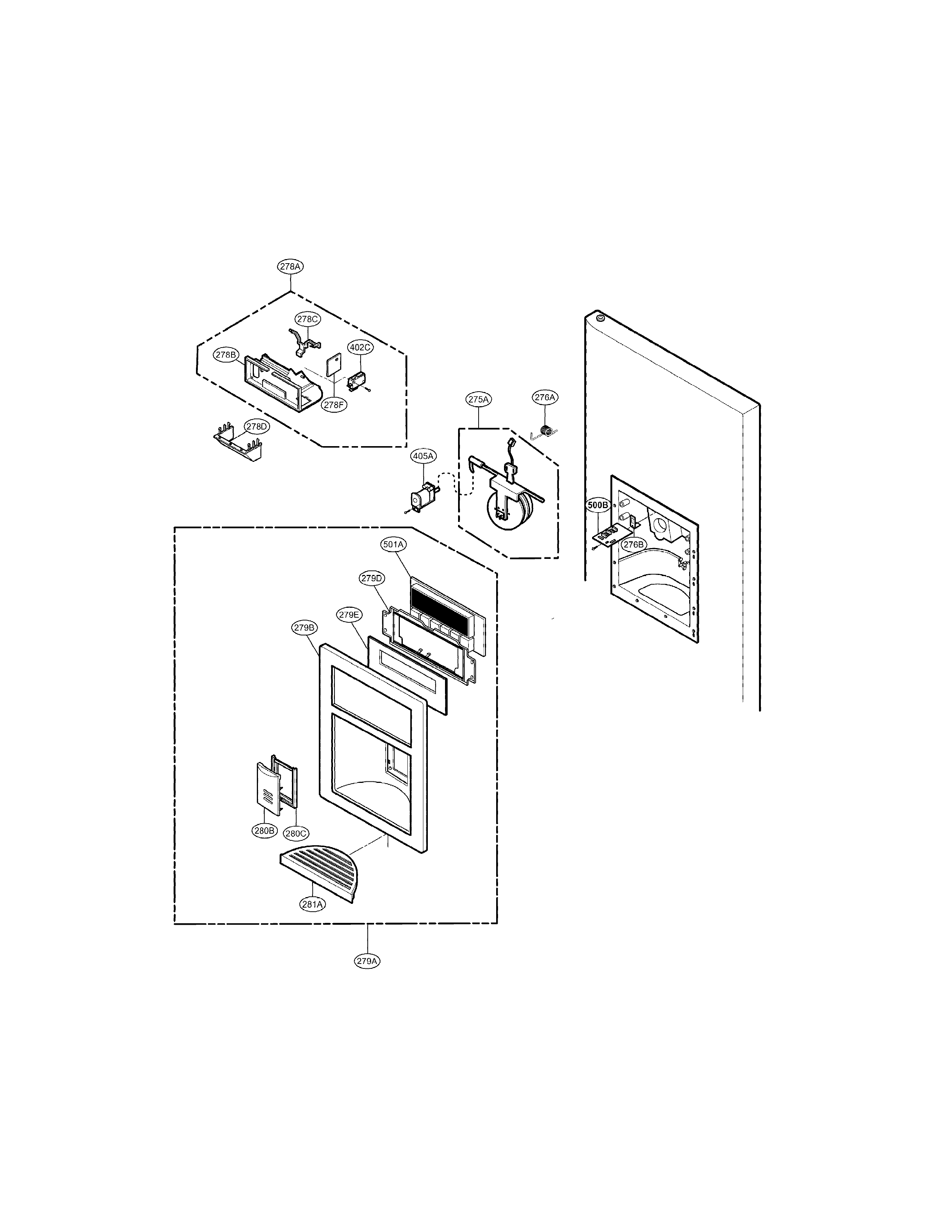LG LFX25960TT/00 dispenser parts diagram