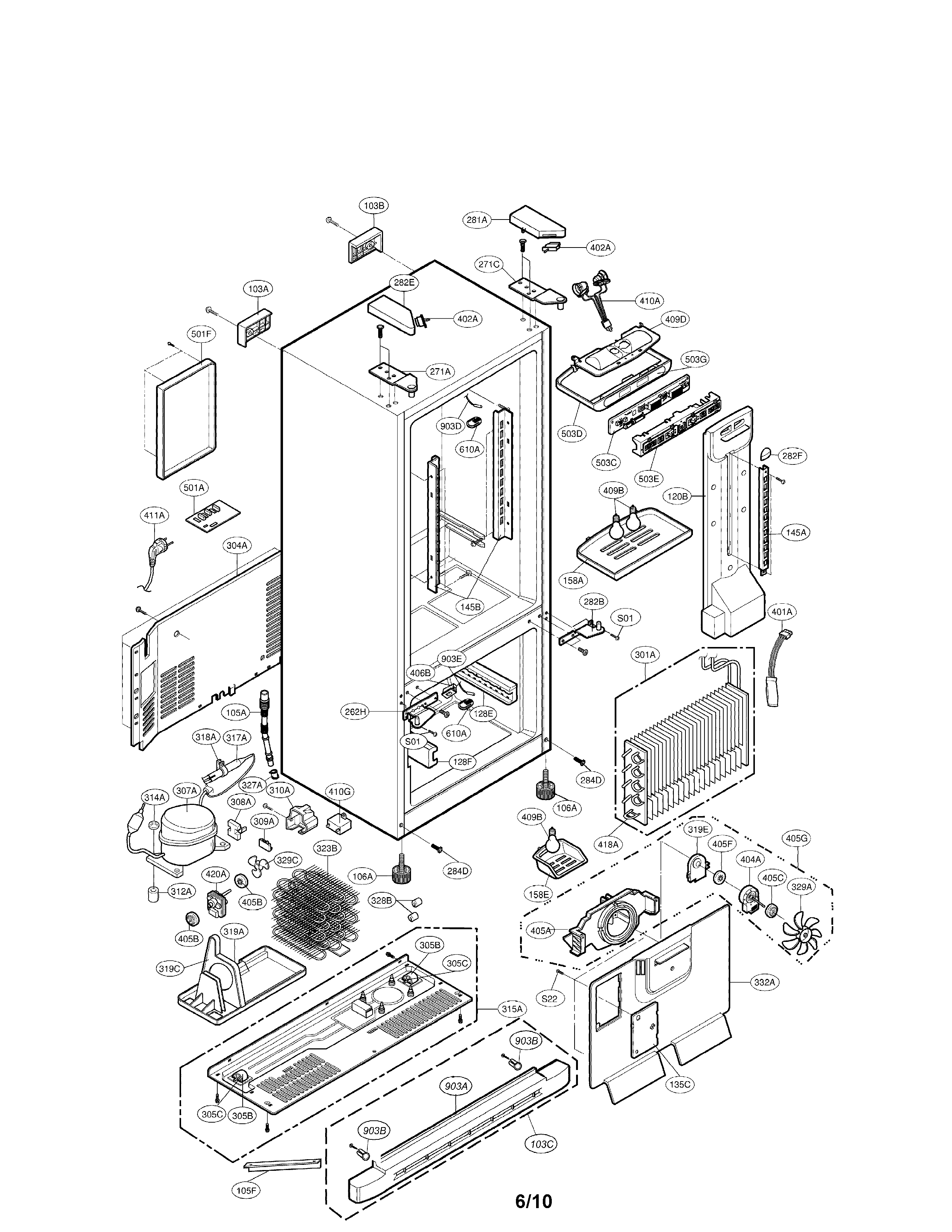 LG LRFC22750WW case parts diagram