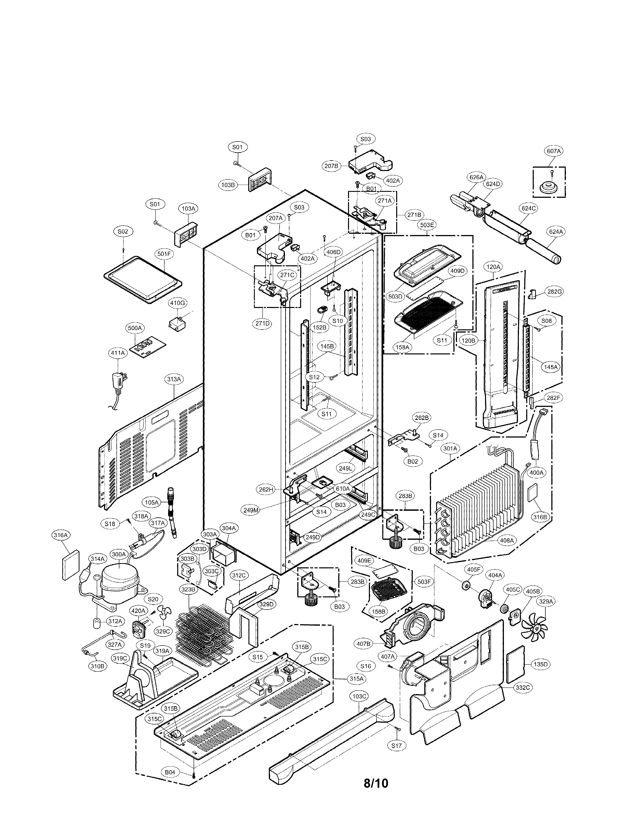 LG LMX25981SB/00 case parts diagram