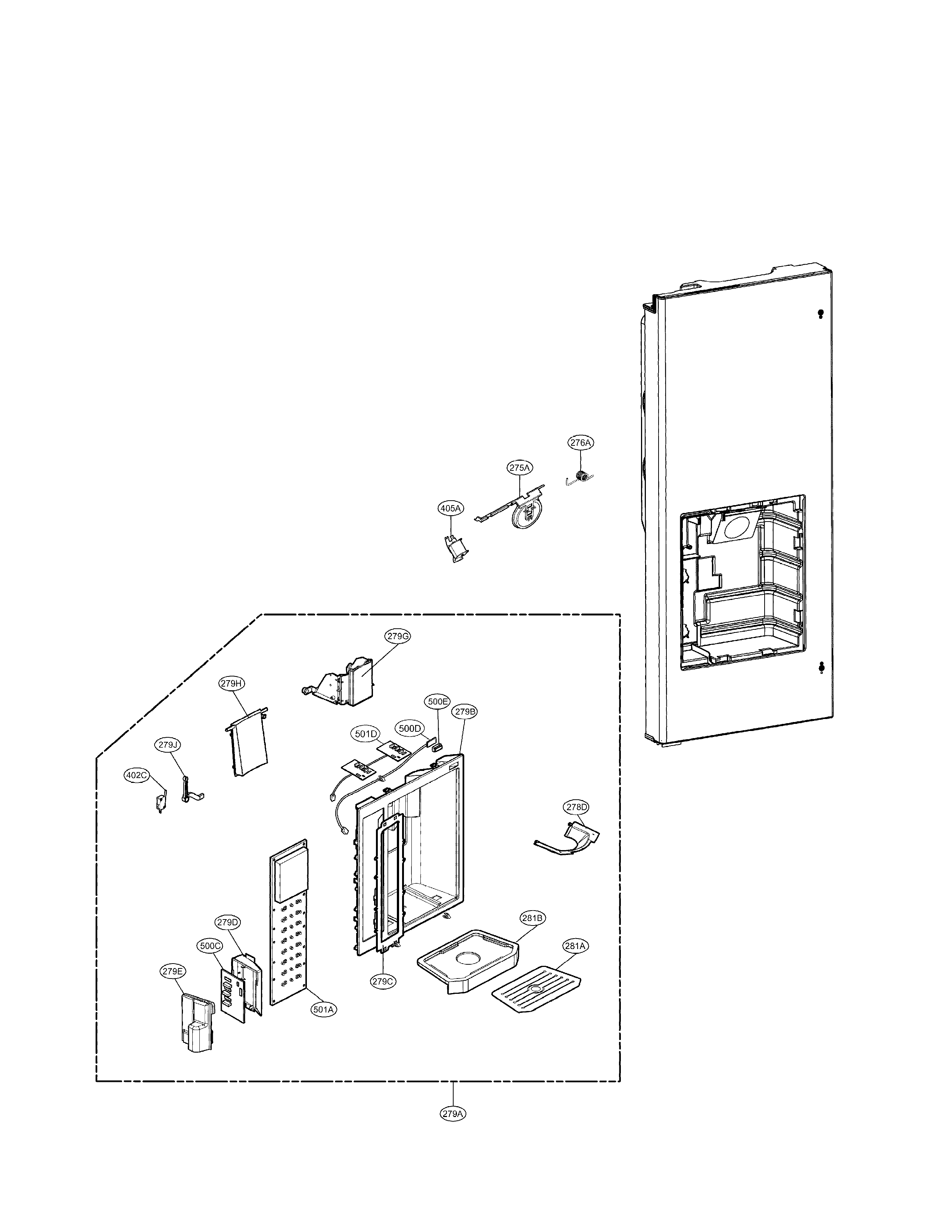 LG LMX25981SB/00 dispenser parts diagram