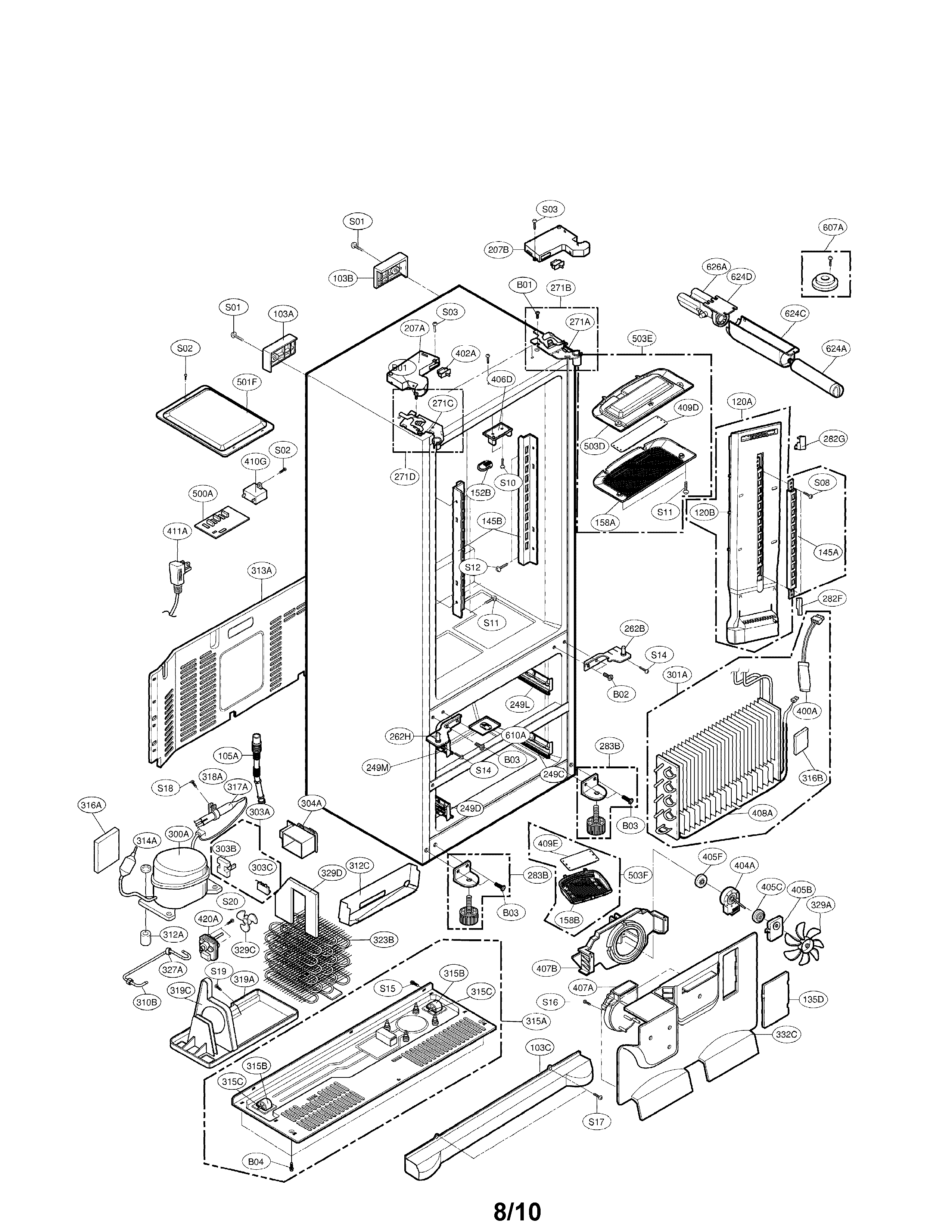 LG LMX25981SW/02 case parts diagram