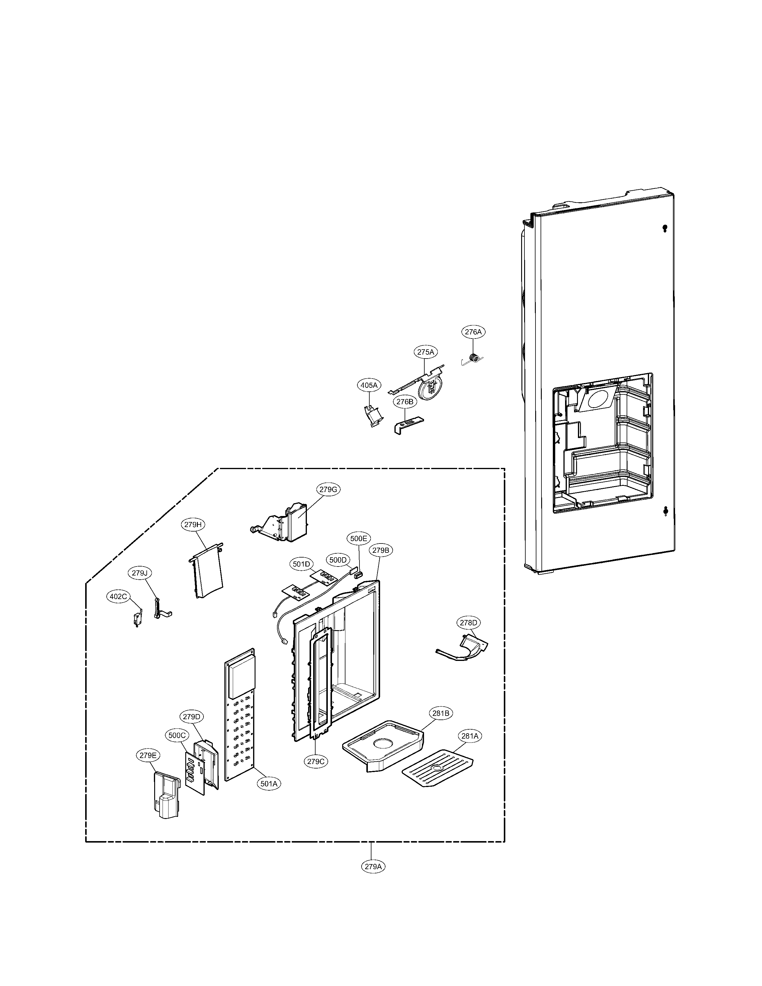 LG LMX25985SB/01 dispenser parts diagram