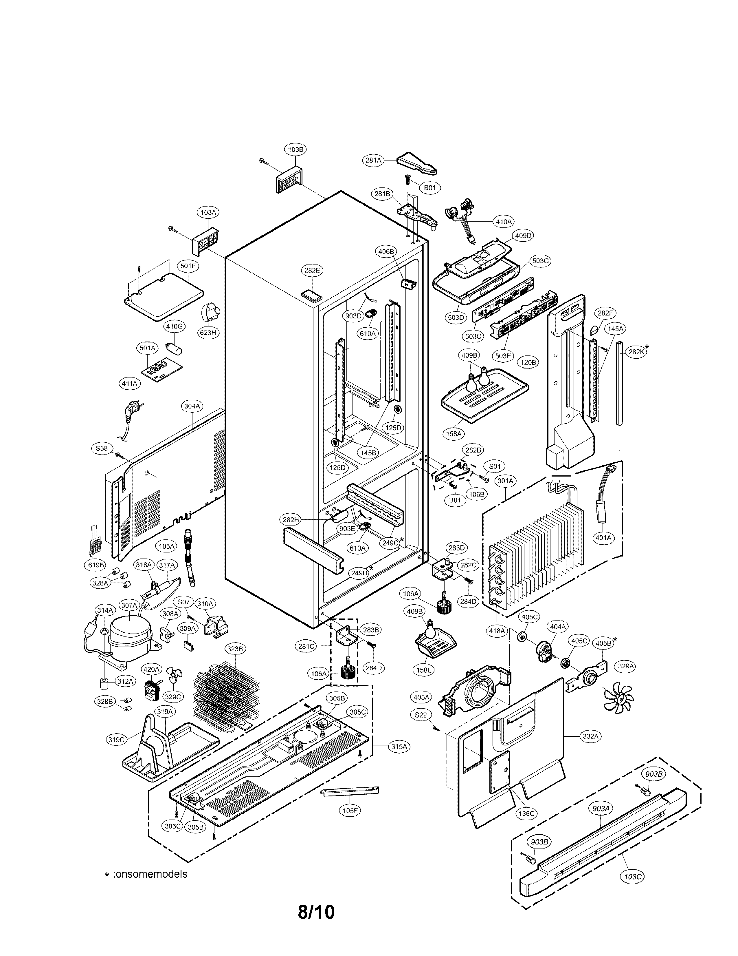 LG LRBN20520WW case parts diagram