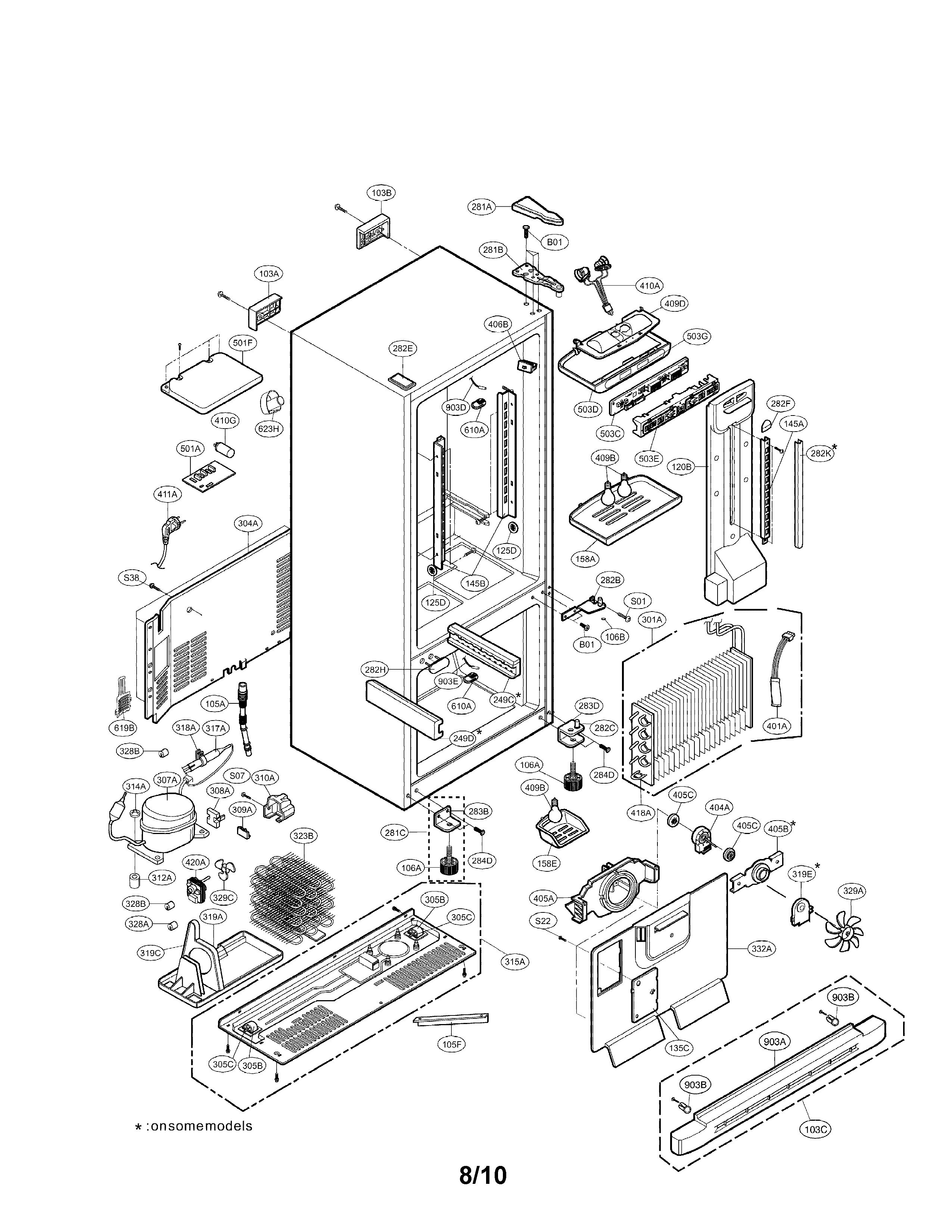 LG LRBN22520WW case parts diagram