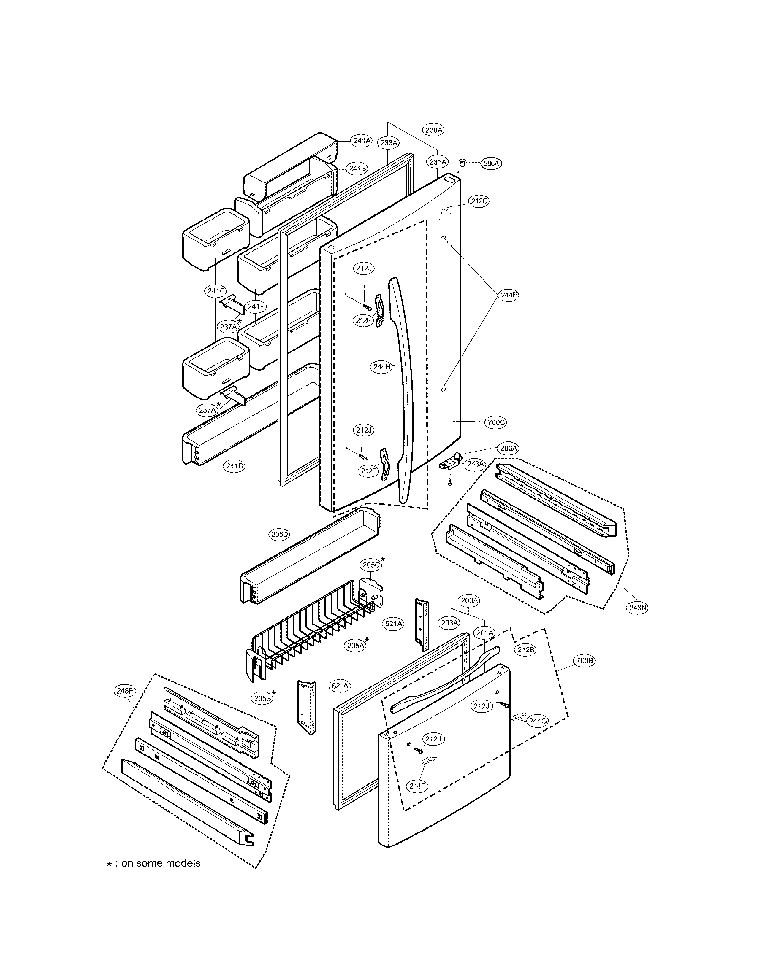 LG LRDC22744TT door parts diagram