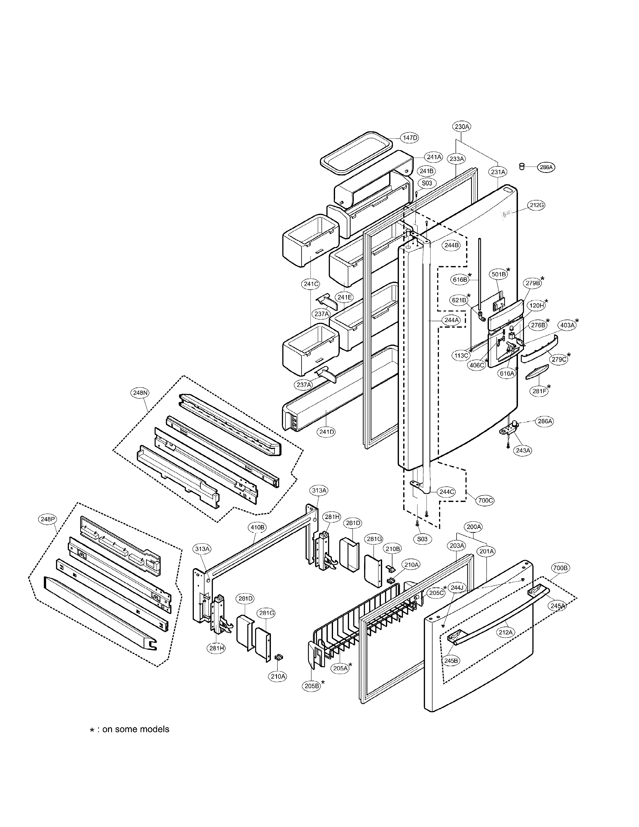 LG LRDC22744TT door parts diagram