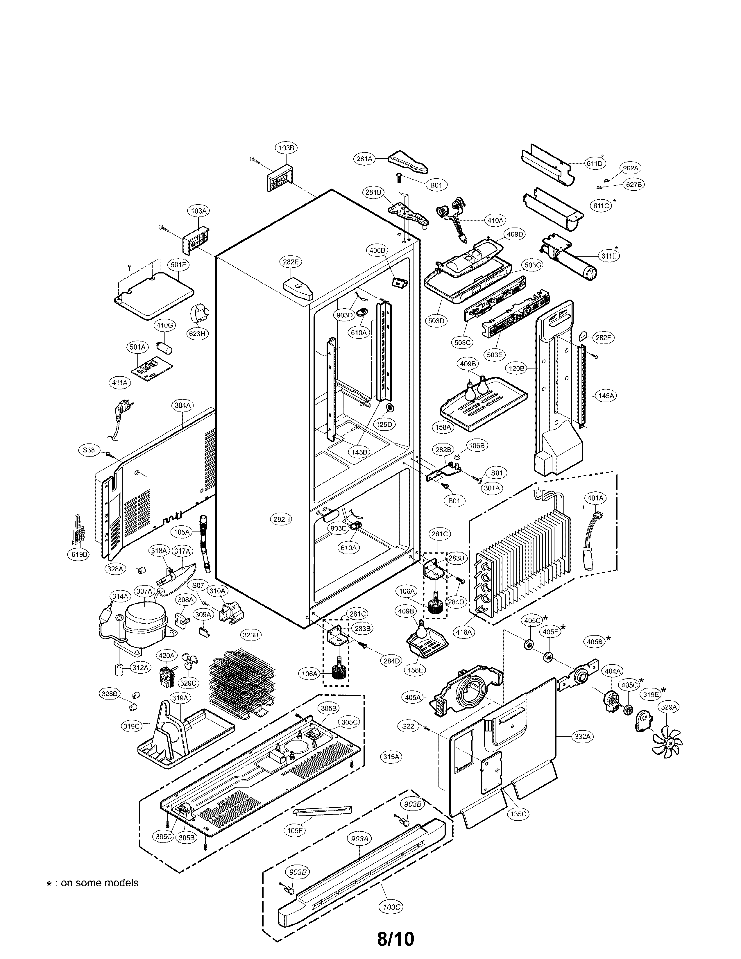 LG LRDN20720WW case parts diagram
