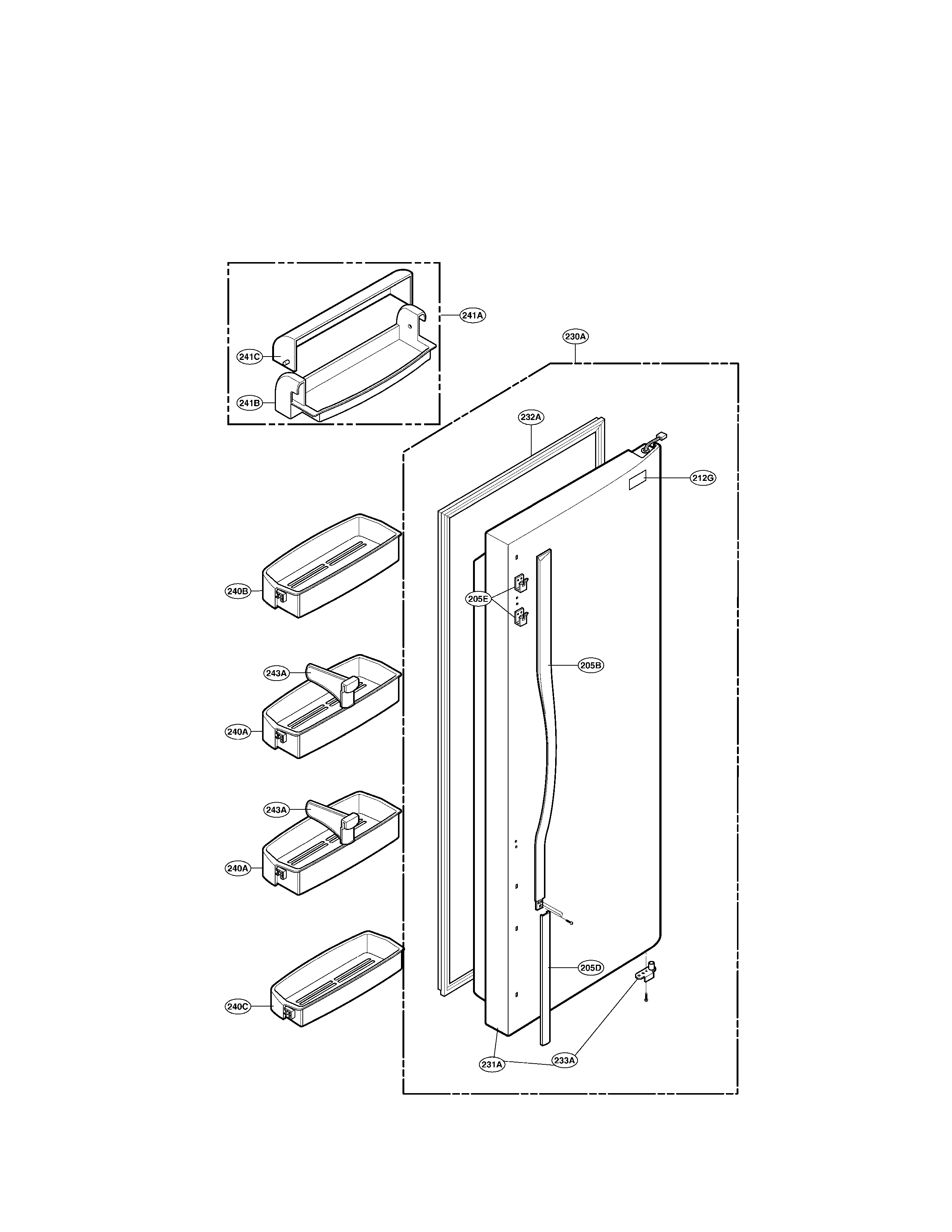 LG LRSC26910TT refrigerator door part diagram