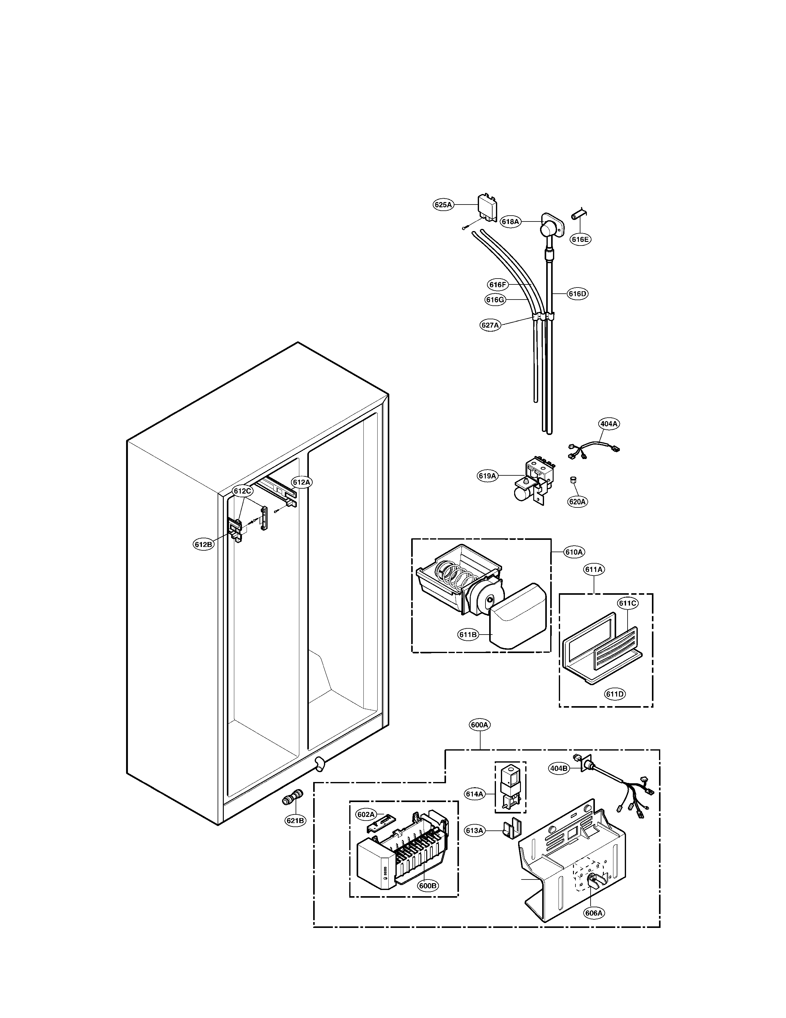 LG LRSC26910TT ice & water part diagram