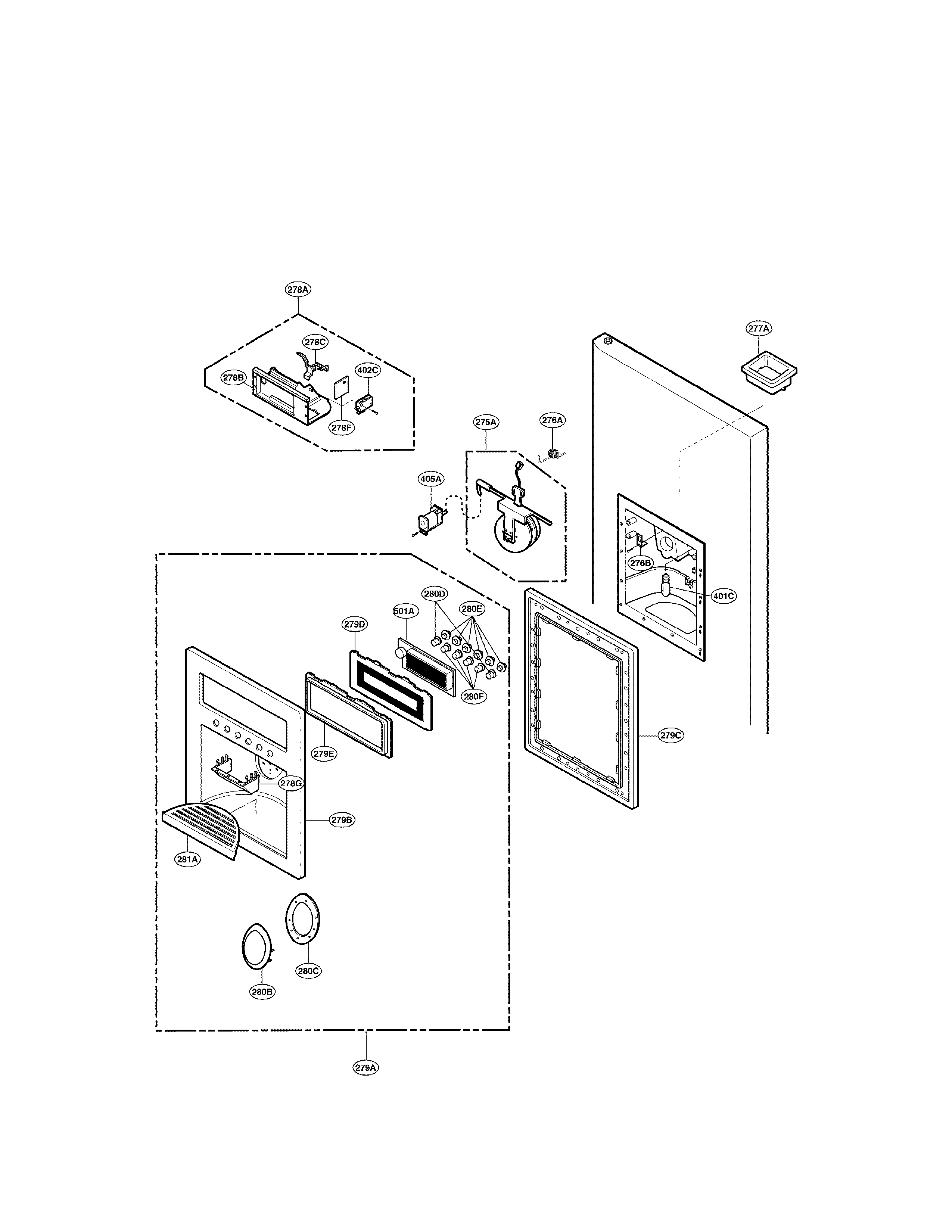 LG LRSC26910TT dispenser part diagram