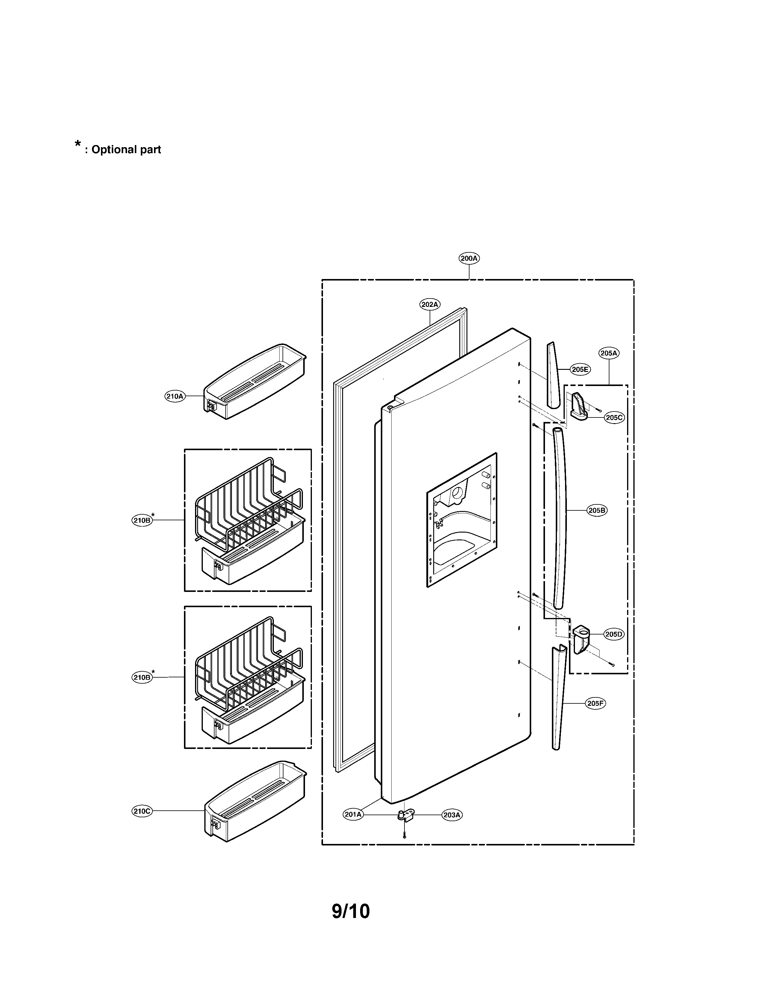 LG LRSC26915TT freezer door part diagram