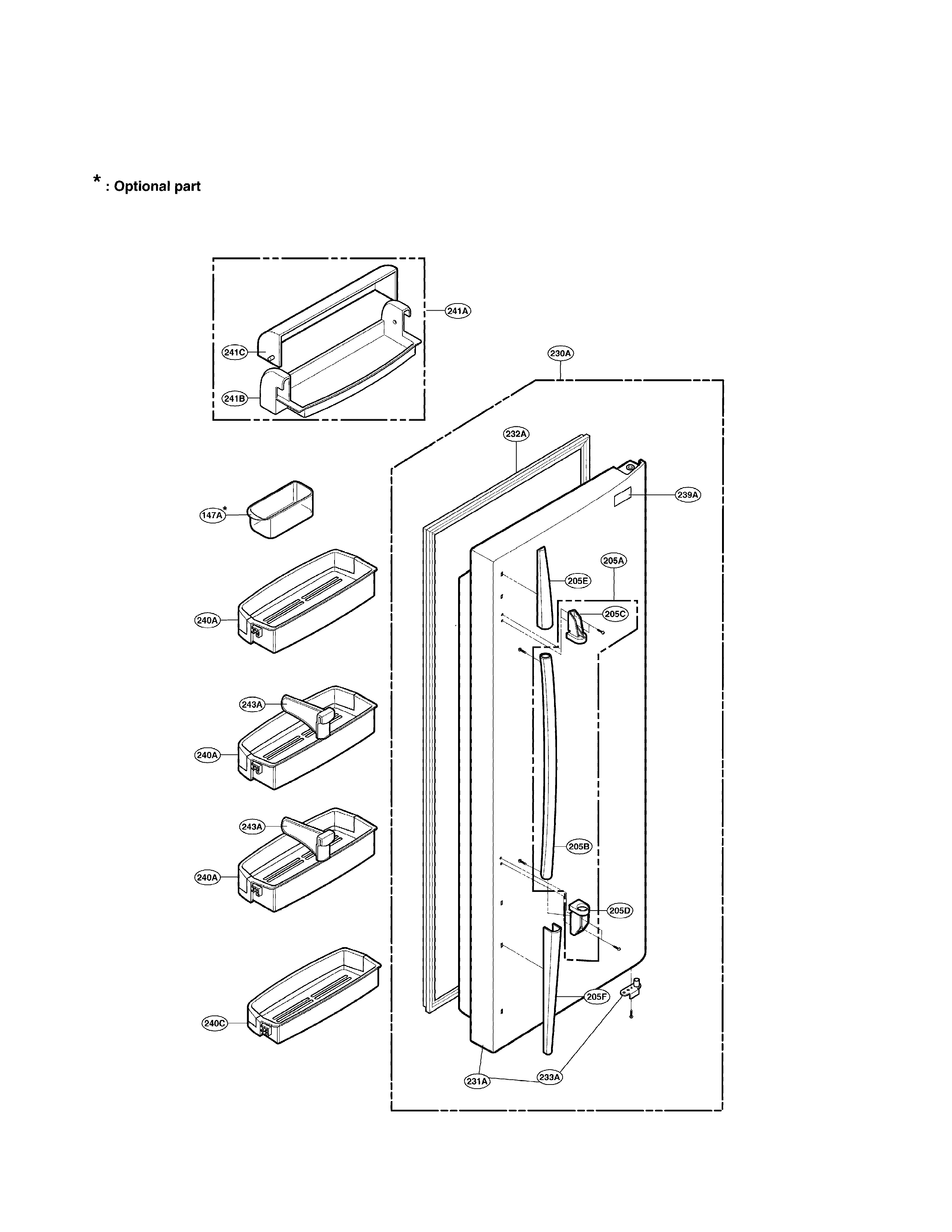 LG LRSC26915TT refrigerator door part diagram