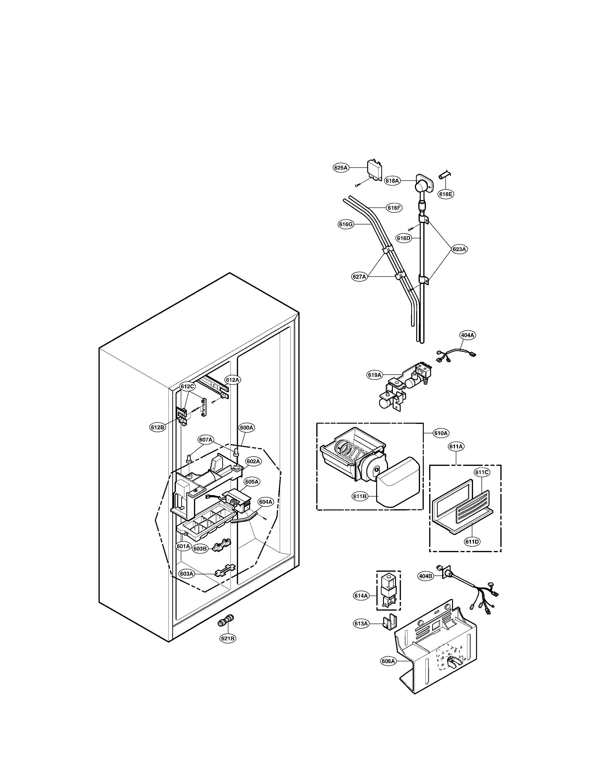 LG LRSC26915TT ice & water part diagram