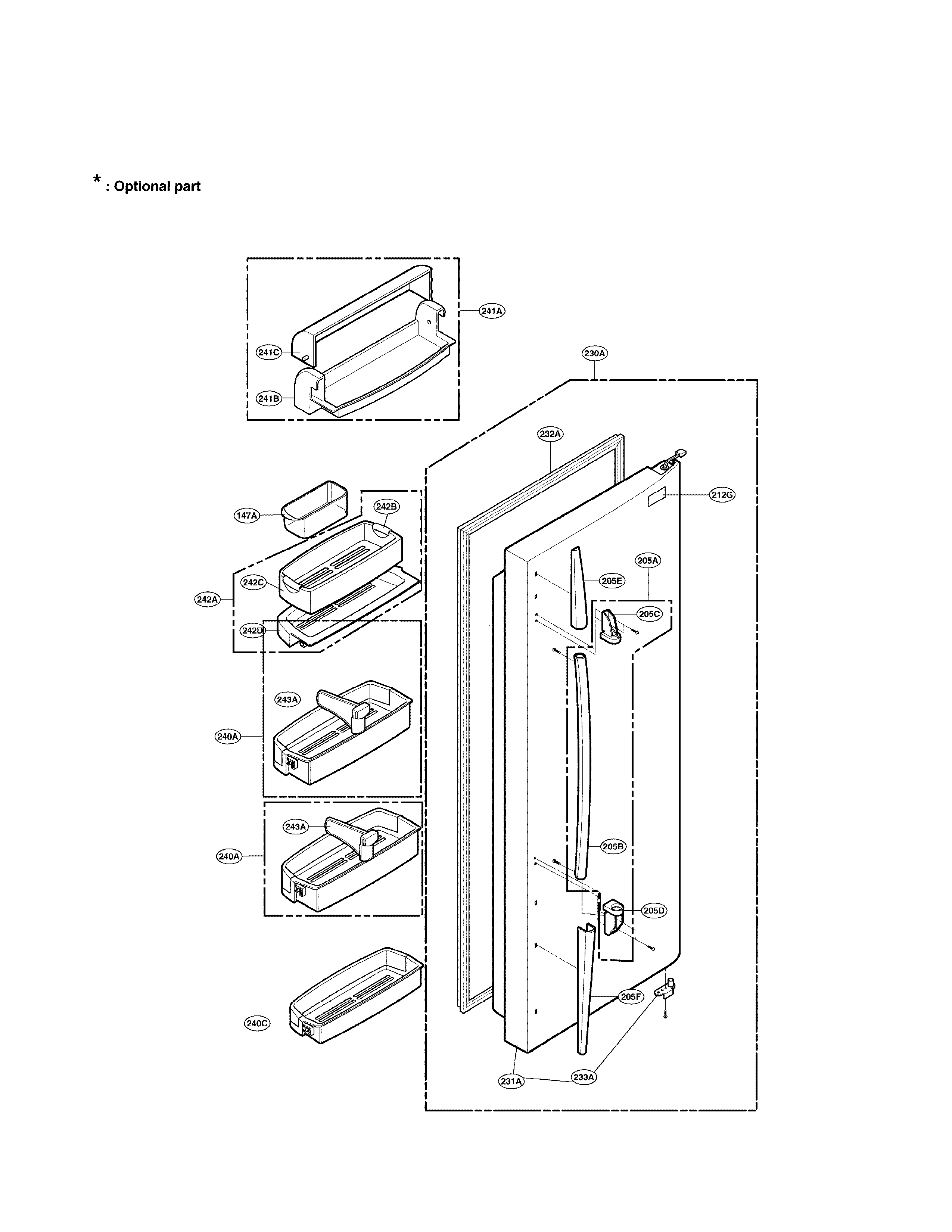 LG LRSC26920SW refrigerator door part diagram