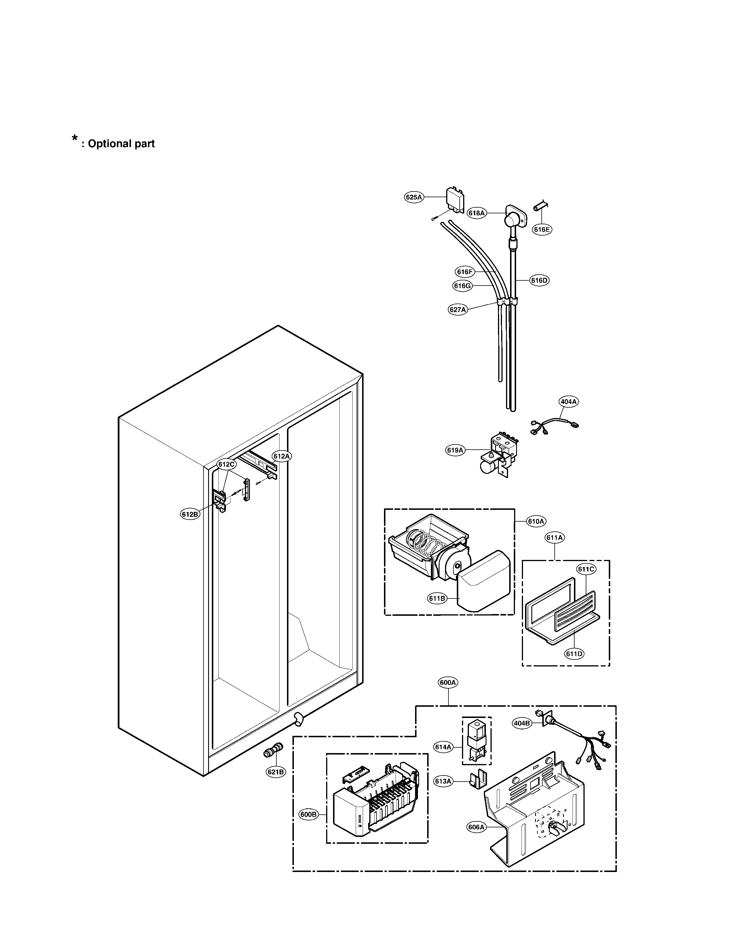 LG LRSC26920SW ice & water part diagram
