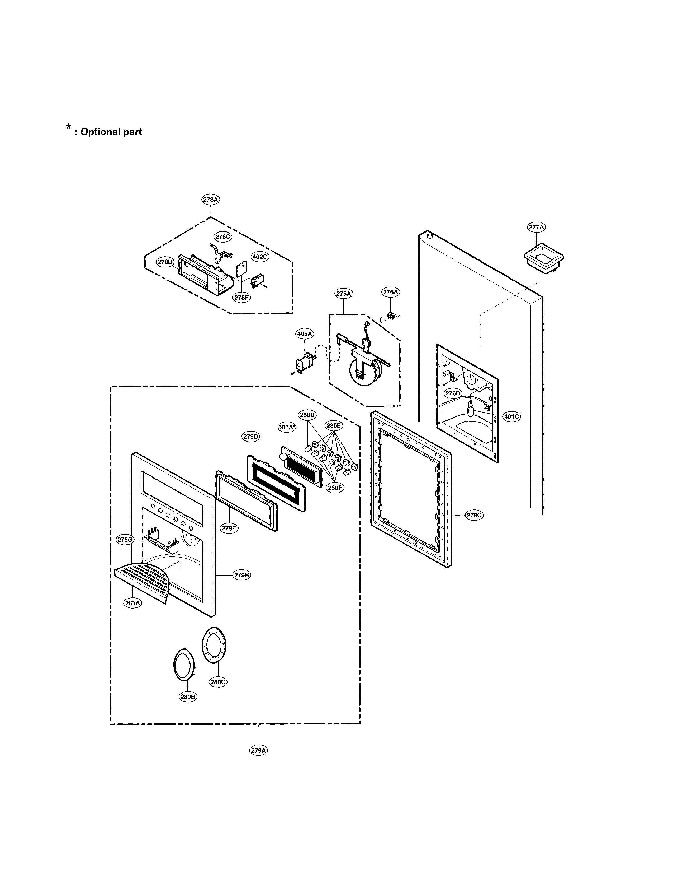 LG LRSC26920SW dispenser part diagram