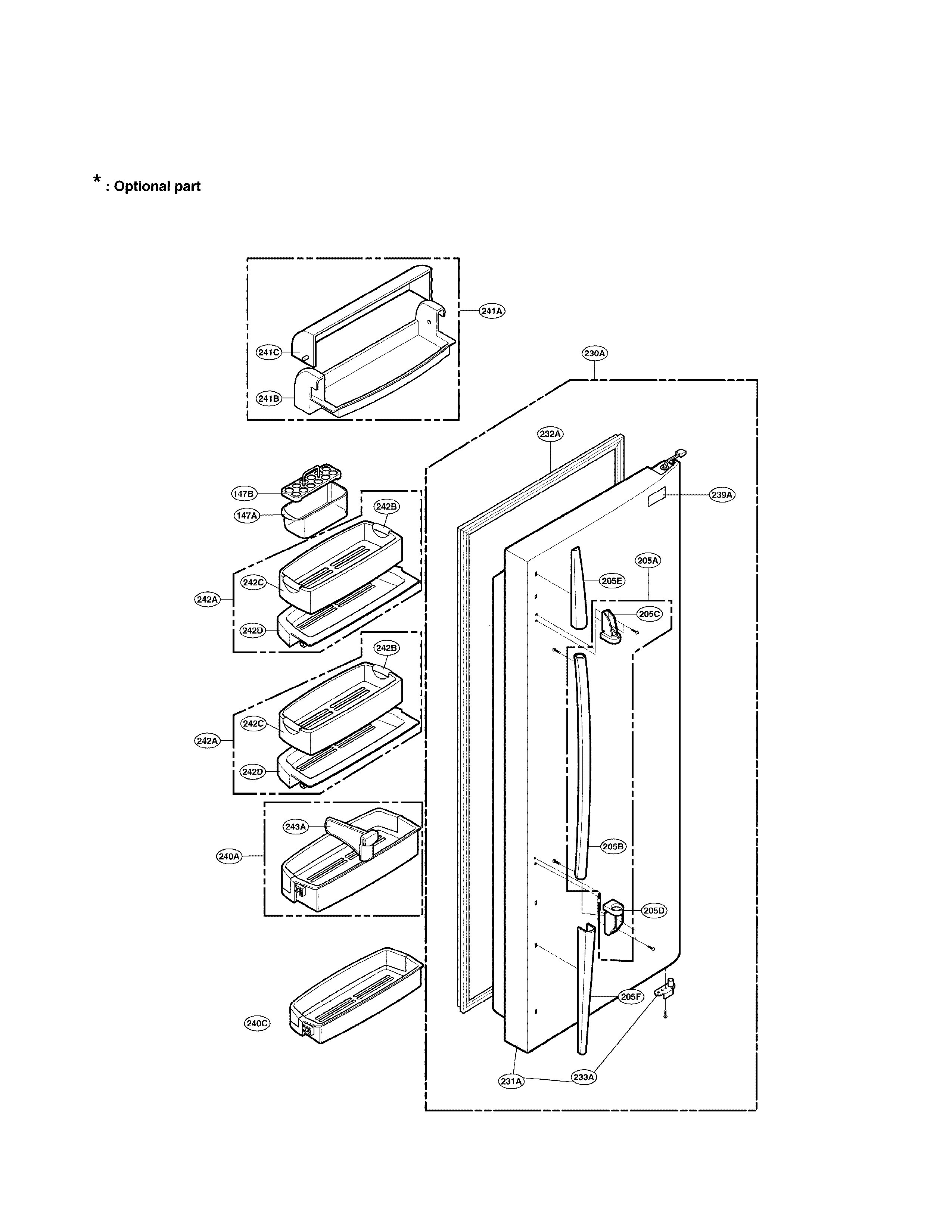 LG LRSC26930TT refrigerator door part diagram