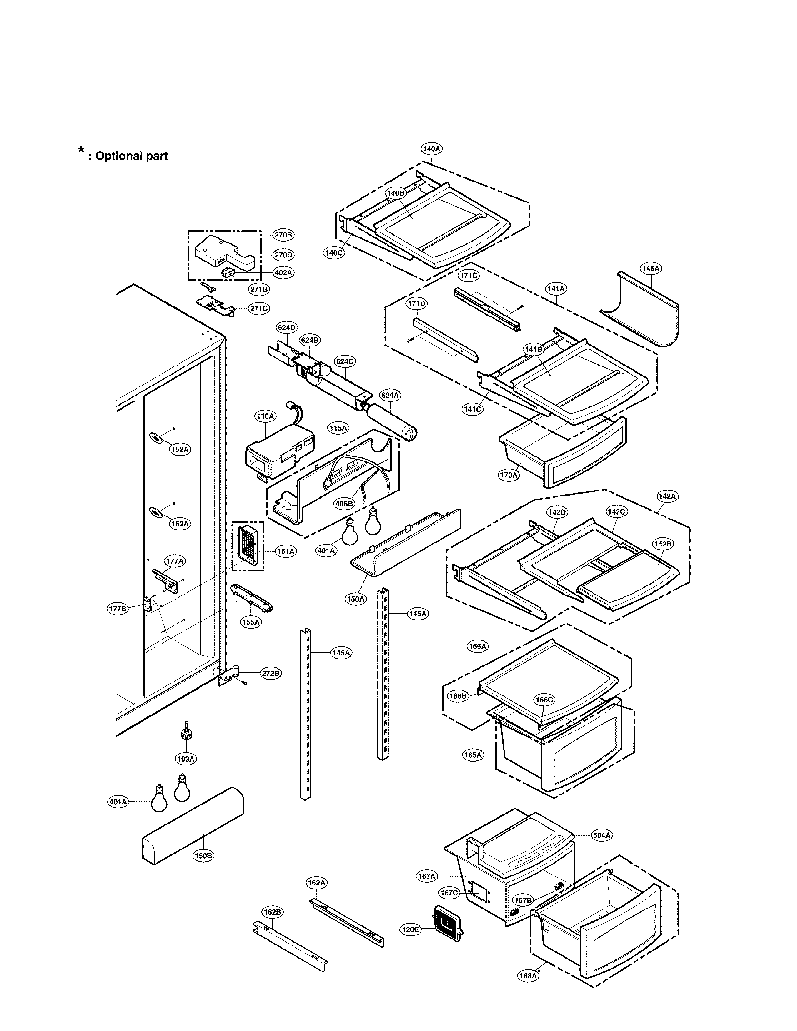 LG LRSC26930TT refrigerator compartment diagram
