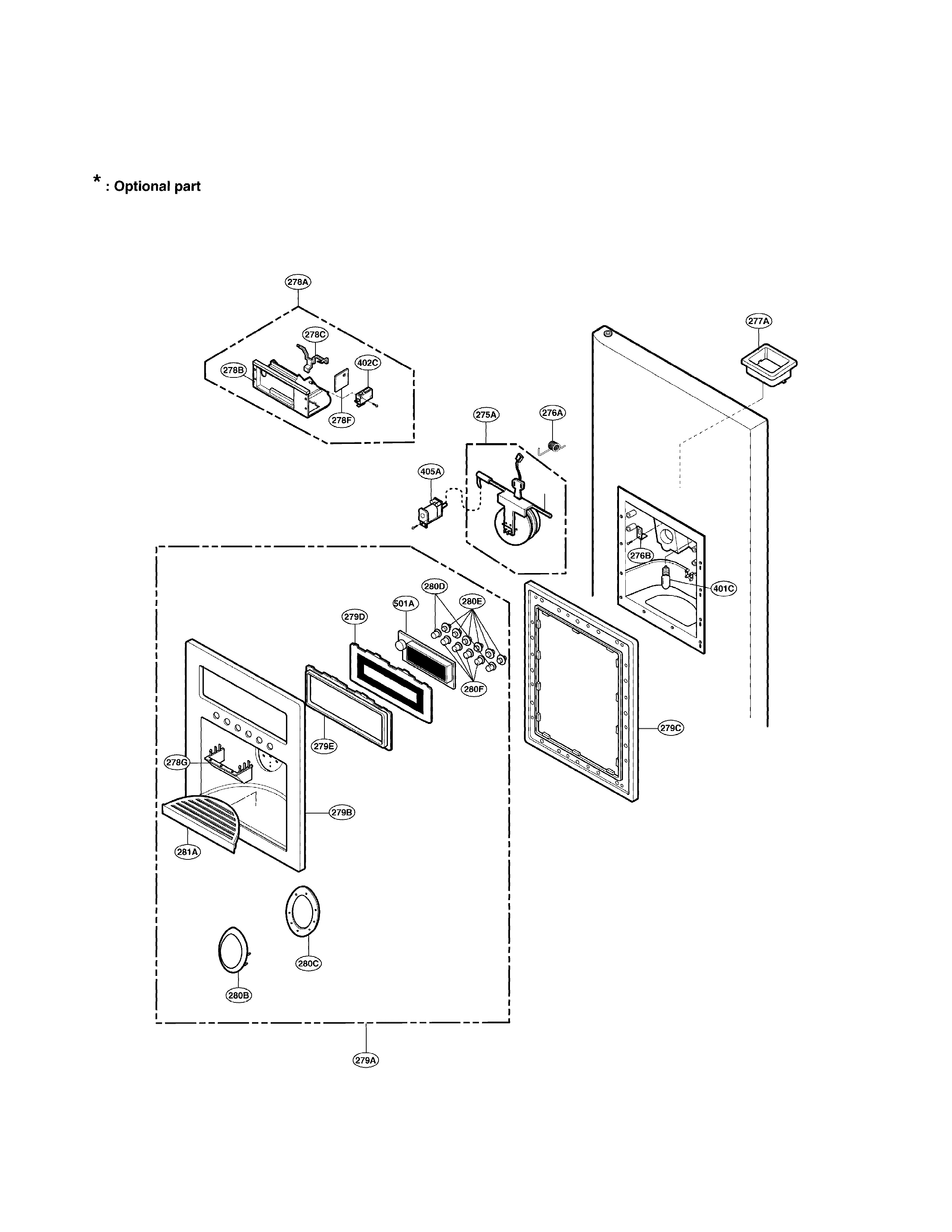 LG LRSC26930TT dispenser part diagram