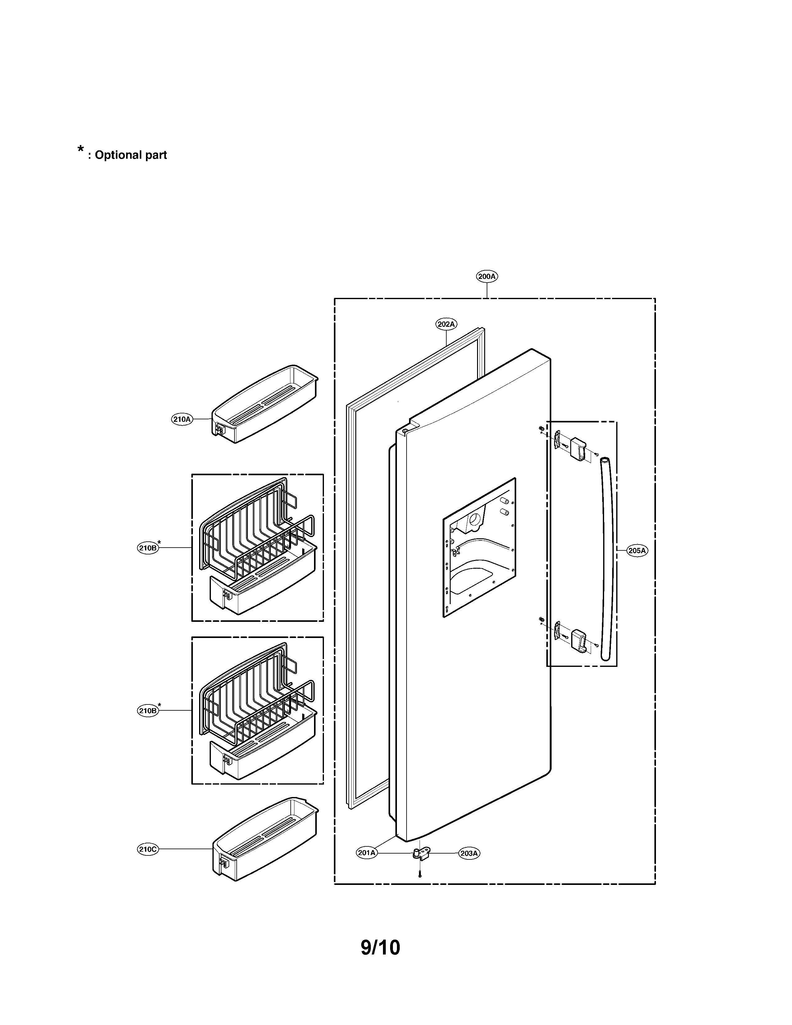 LG LRSC26940SW freezer door part diagram