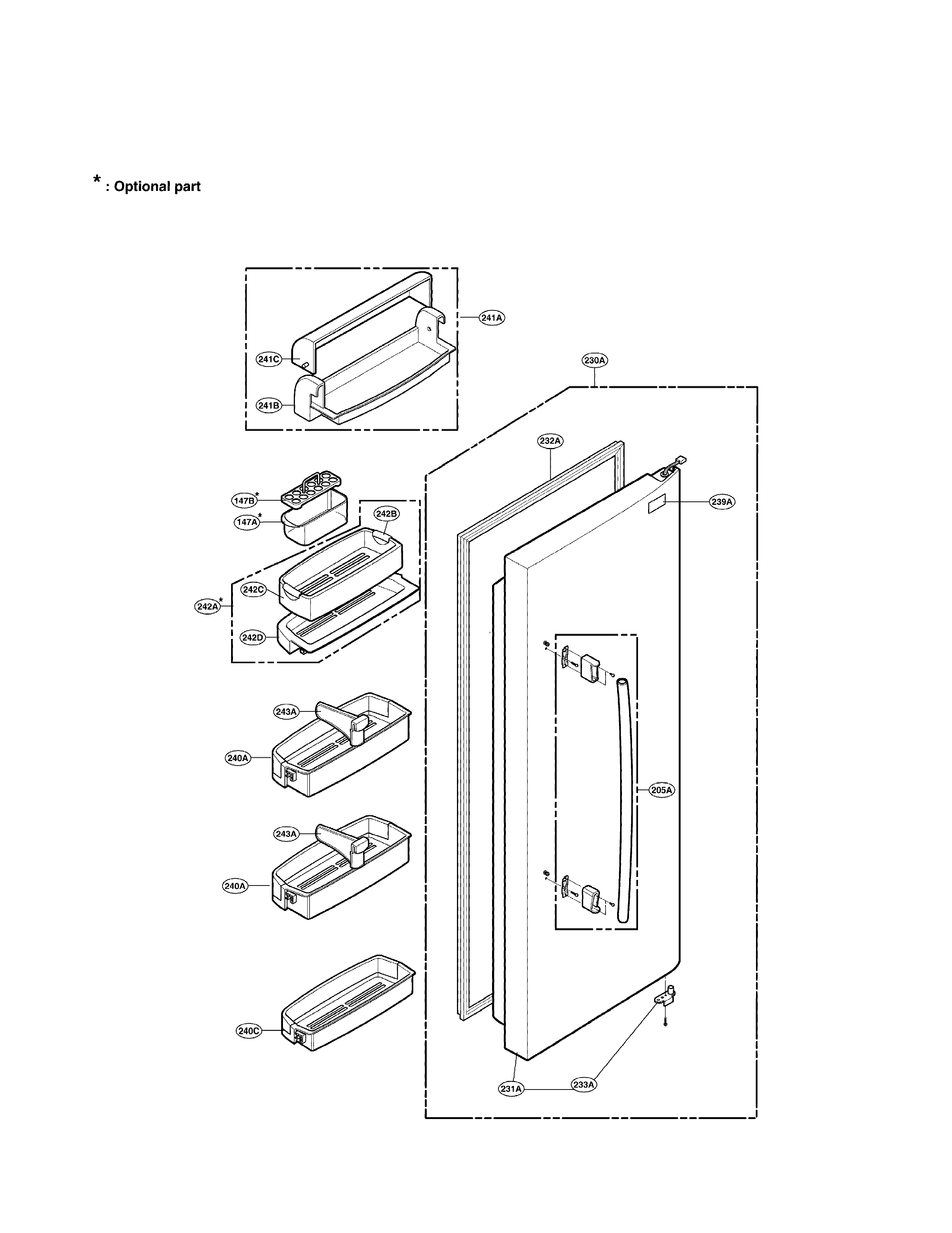 LG LRSC26940SW refrigerator door part diagram
