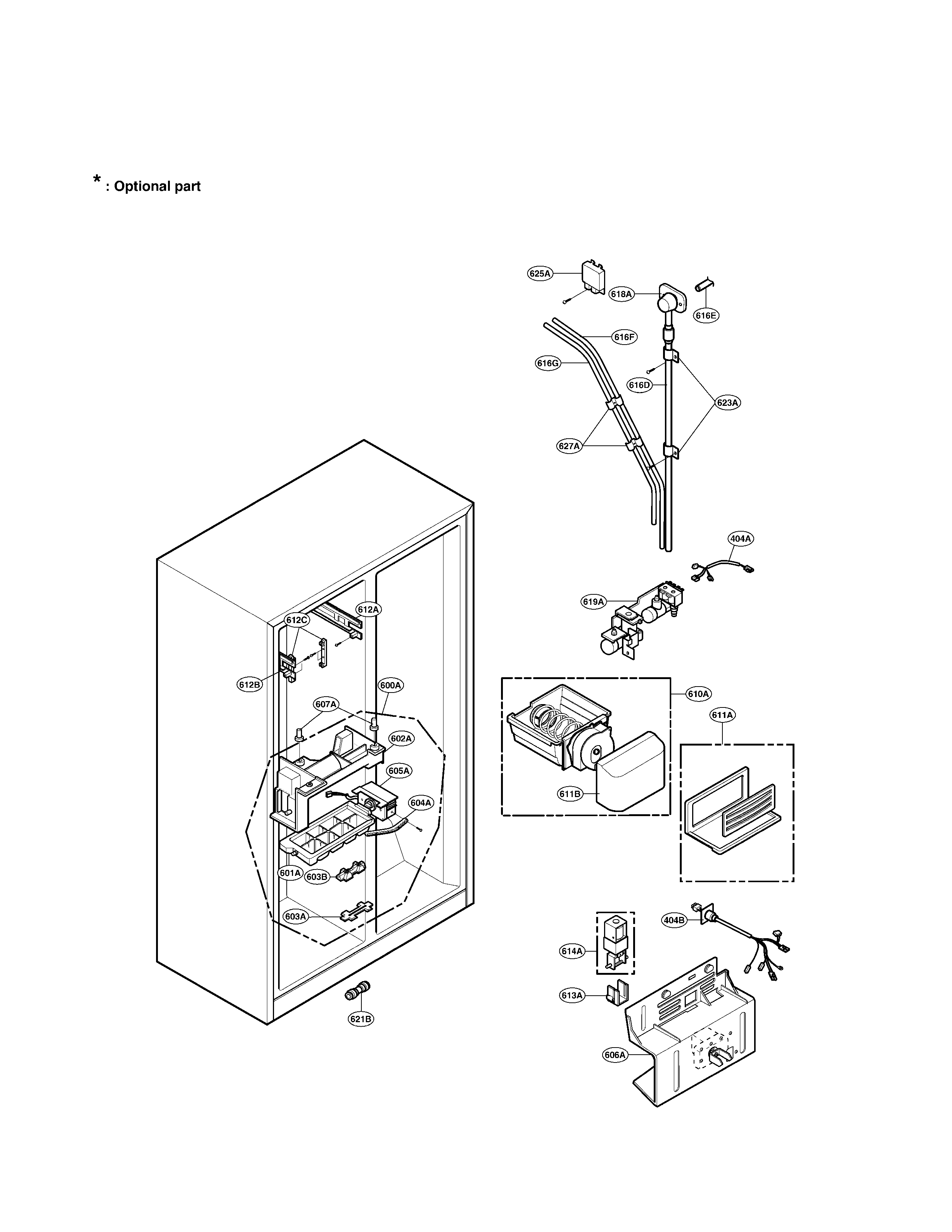 LG LRSC26940SW ice & water part diagram