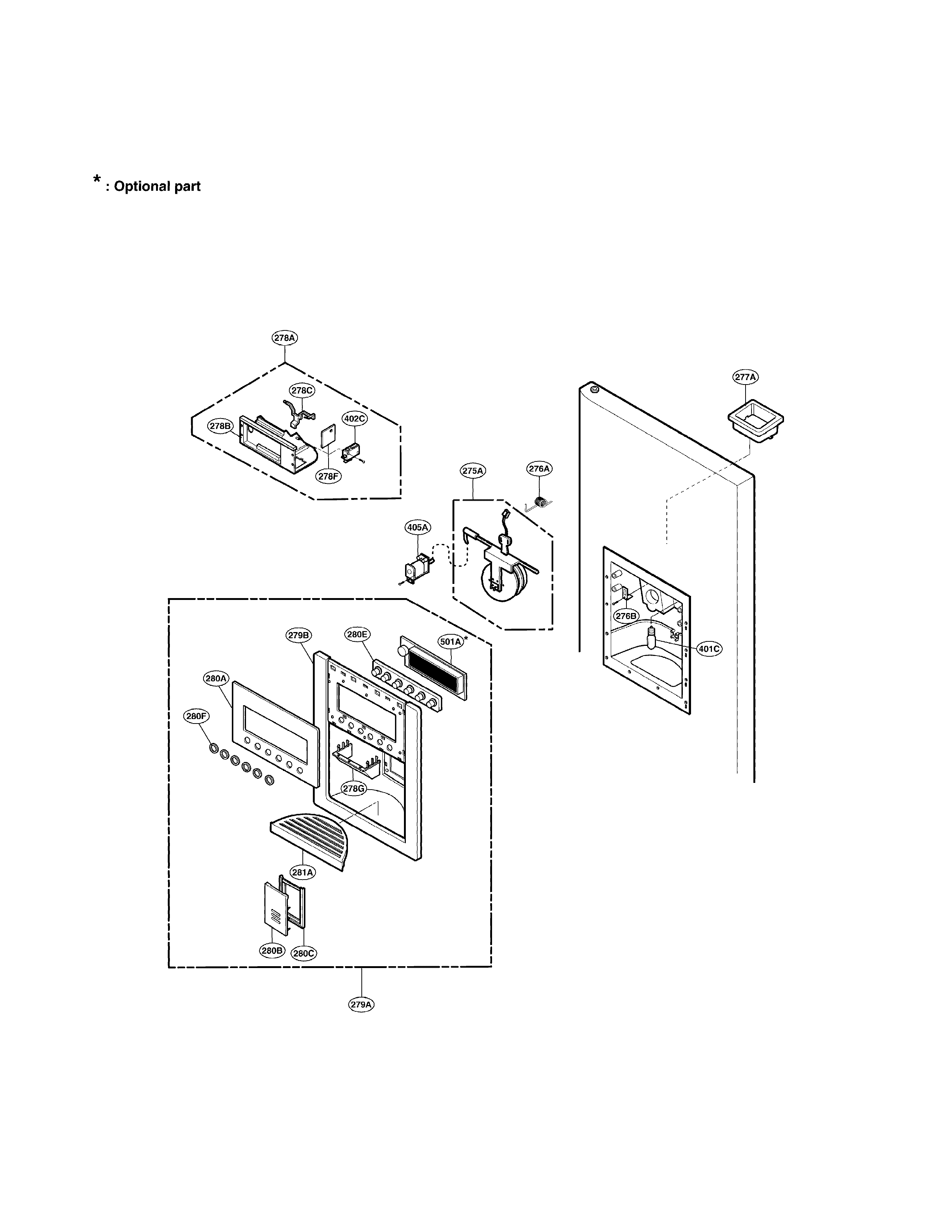 LG LRSC26940SW dispenser part diagram