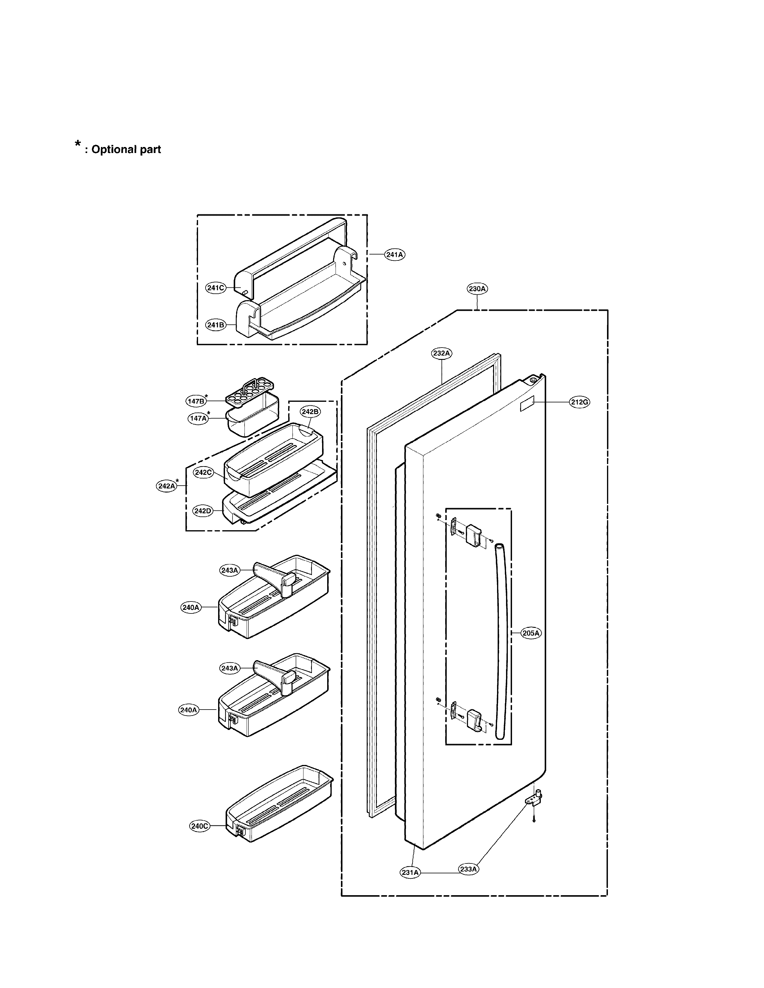LG LRSC26941SW refrigerator door part diagram